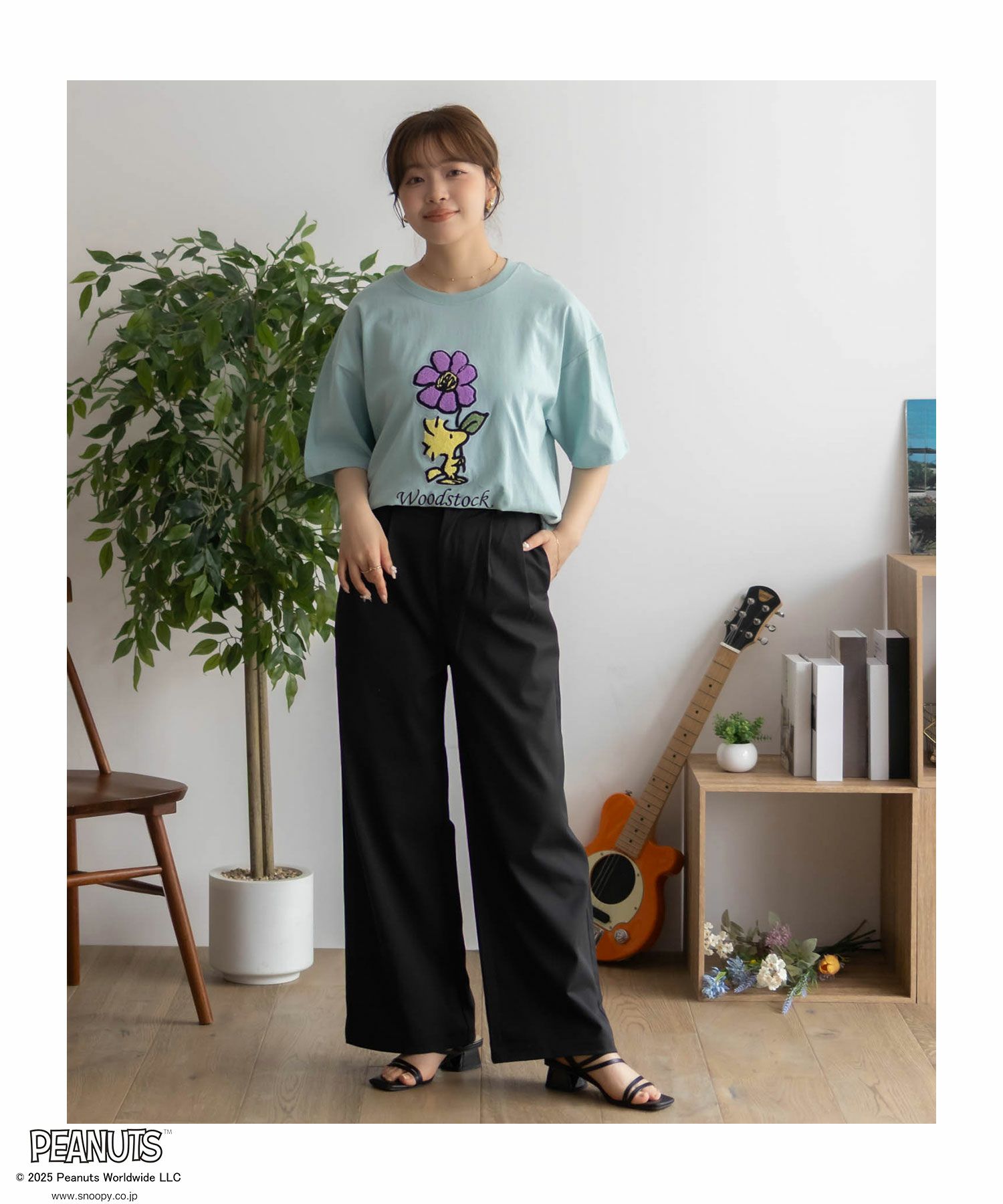 PEANUTS SNOOPY サガラ刺繍Tシャツ レディース ネコポス 対応商品