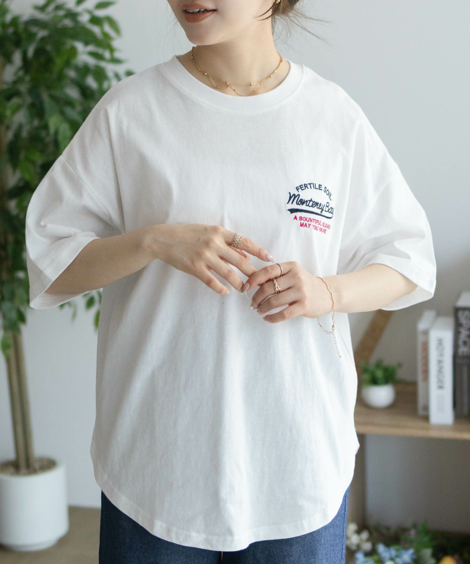 UNDERWRAPS  ビッグ刺繍ラウンドTシャツ レディース メール便 対応商品商品サムネイル-4