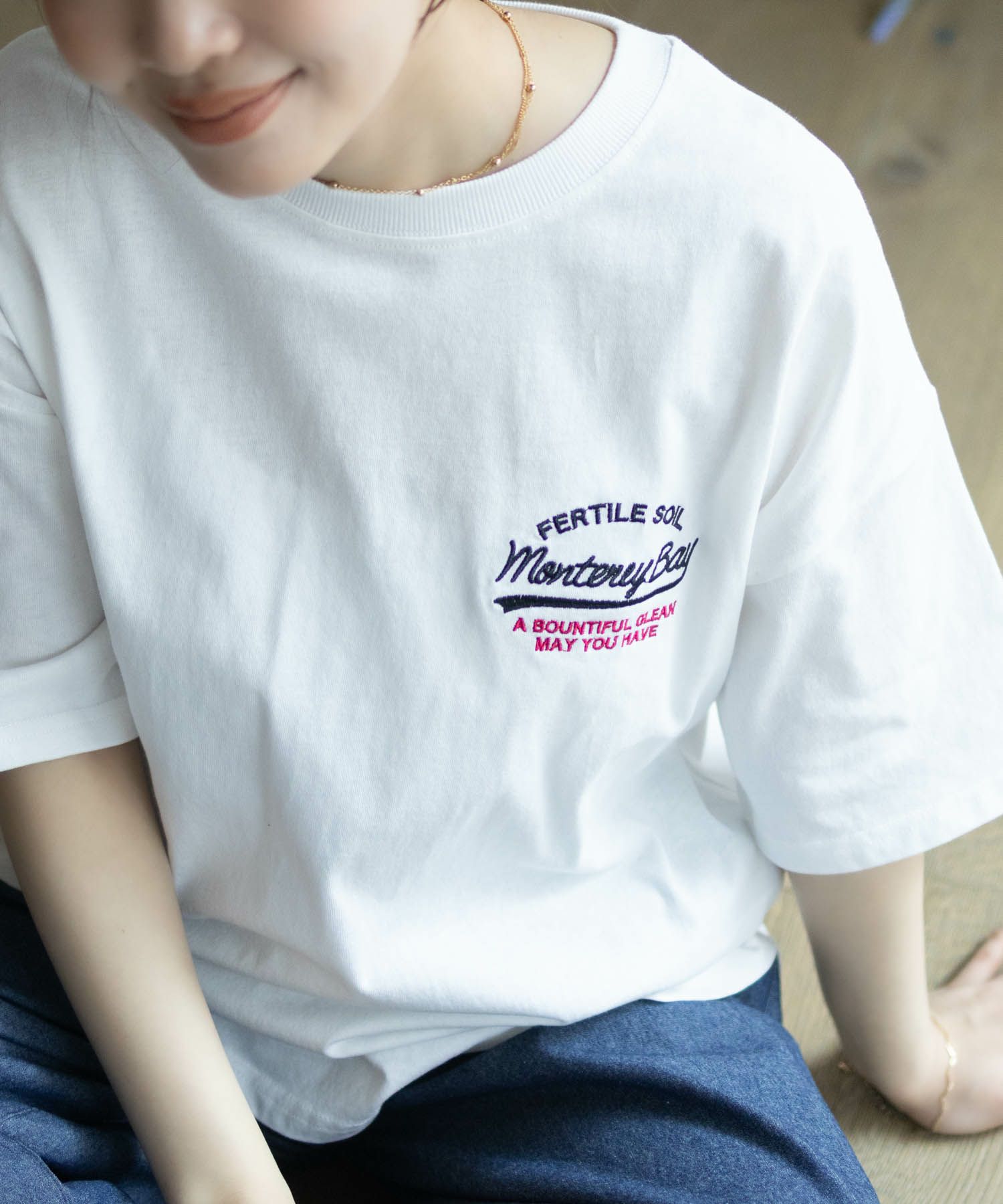UNDERWRAPS  ビッグ刺繍ラウンドTシャツ レディース メール便 対応商品商品画像-5