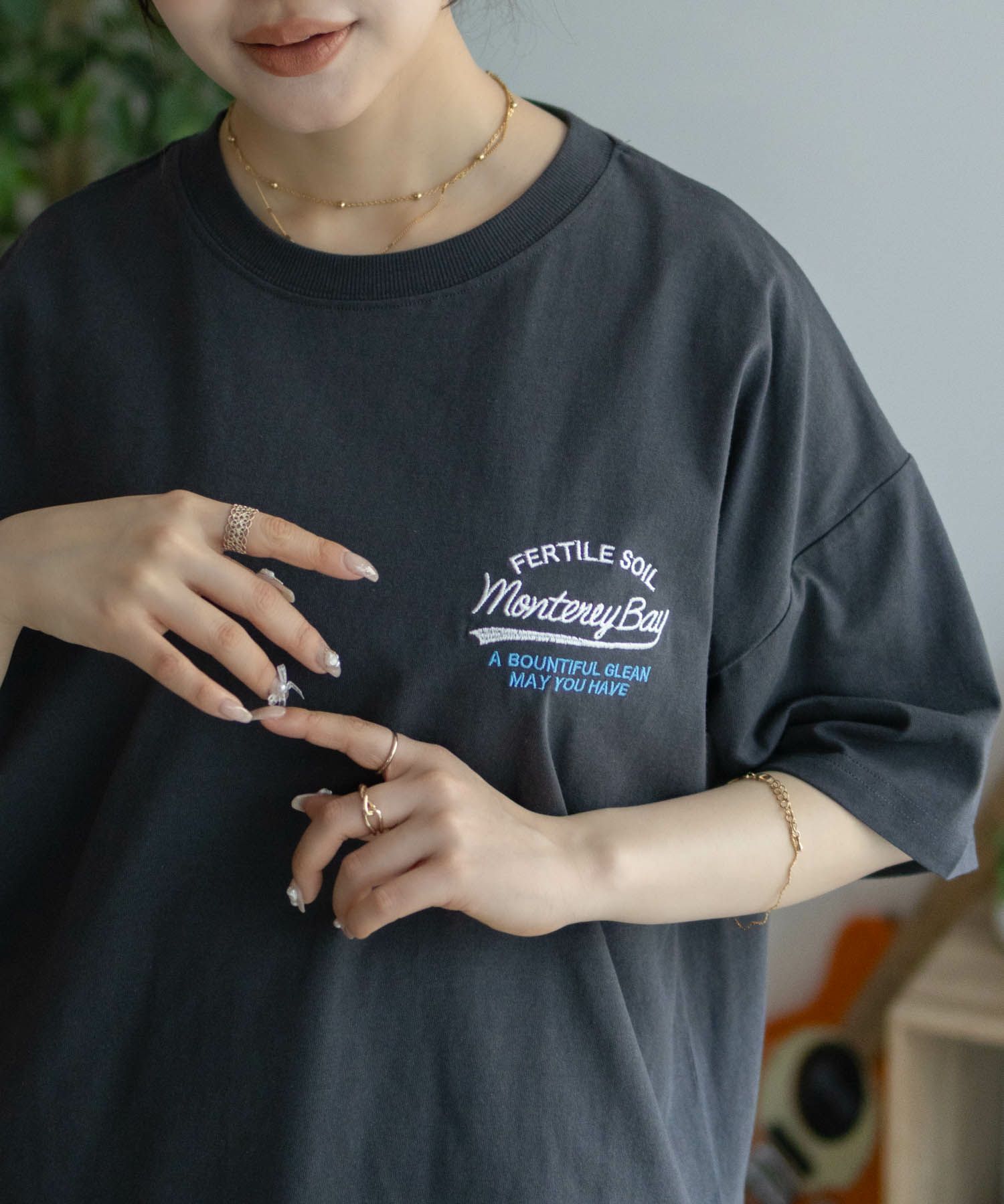 UNDERWRAPS  ビッグ刺繍ラウンドTシャツ レディース メール便 対応商品商品サムネイル-12