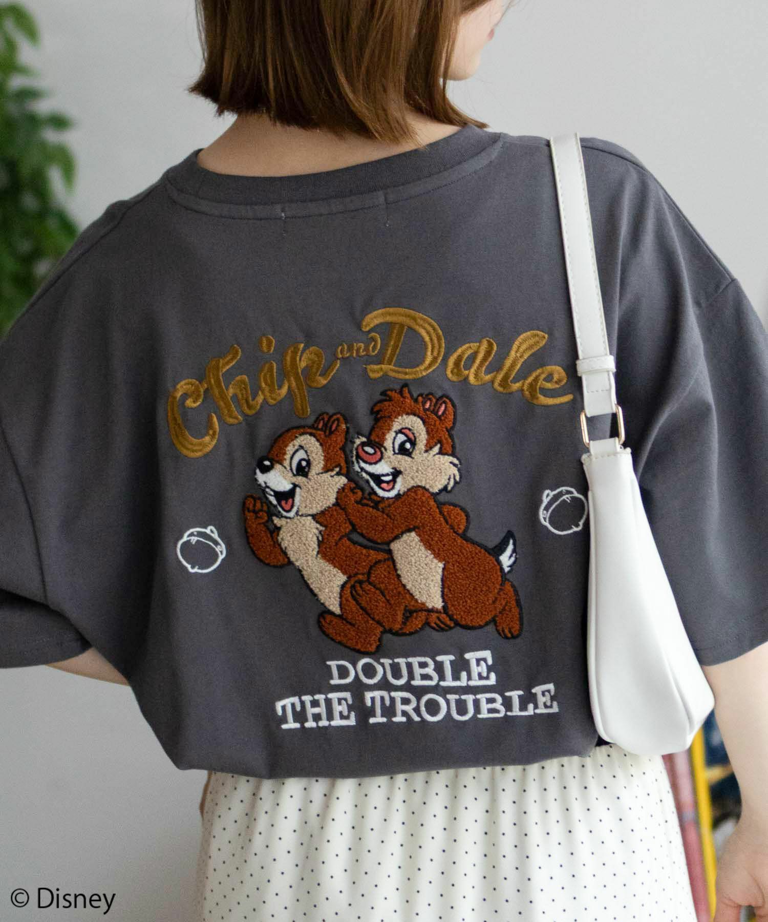 Disney ミッキーマウス チップ＆デール / サガラ刺繍Tシャツ レディース ネコポス 対応商品