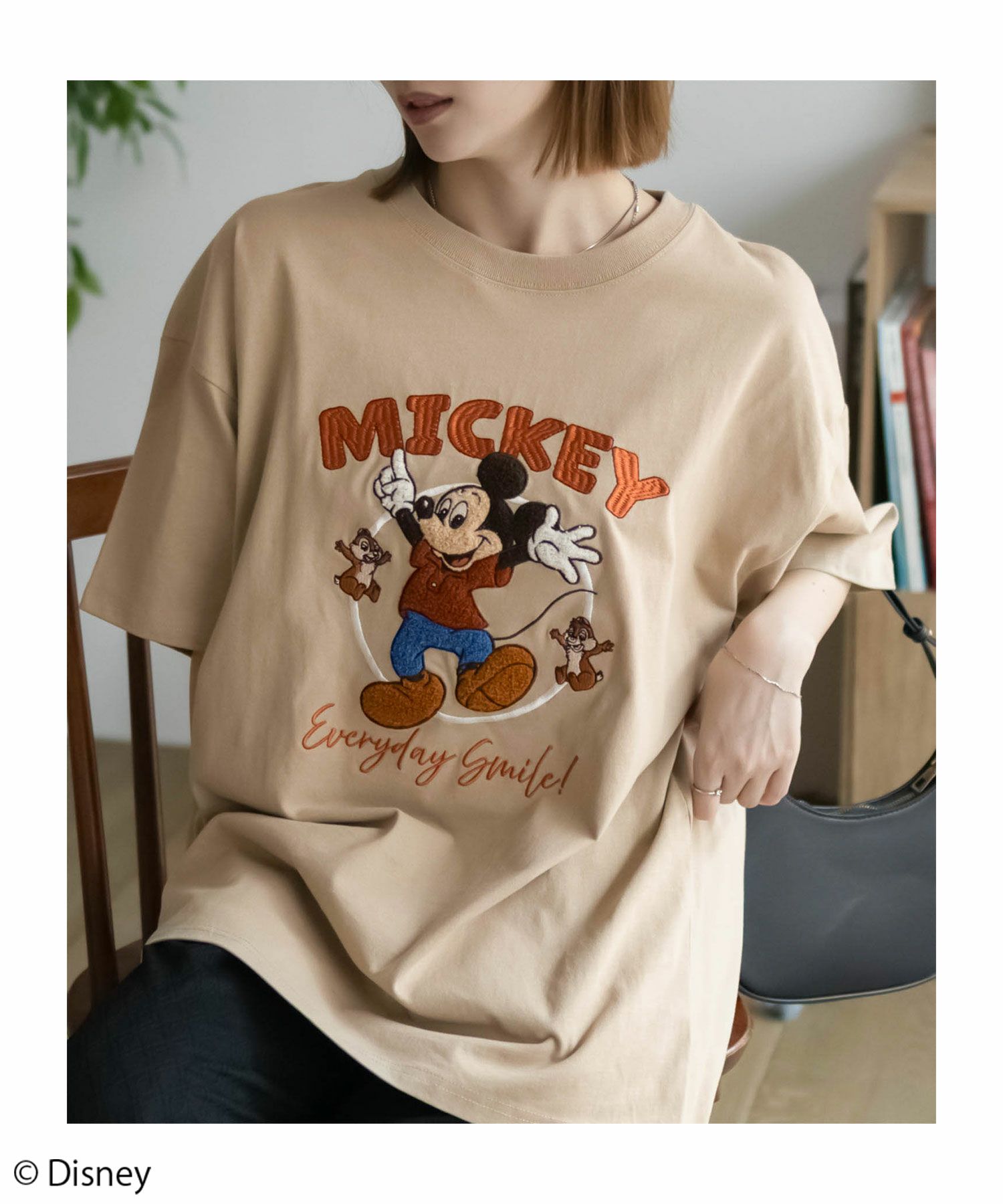 Disney ミッキーマウス チップ＆デール / サガラ刺繍Tシャツ レディース ネコポス 対応商品