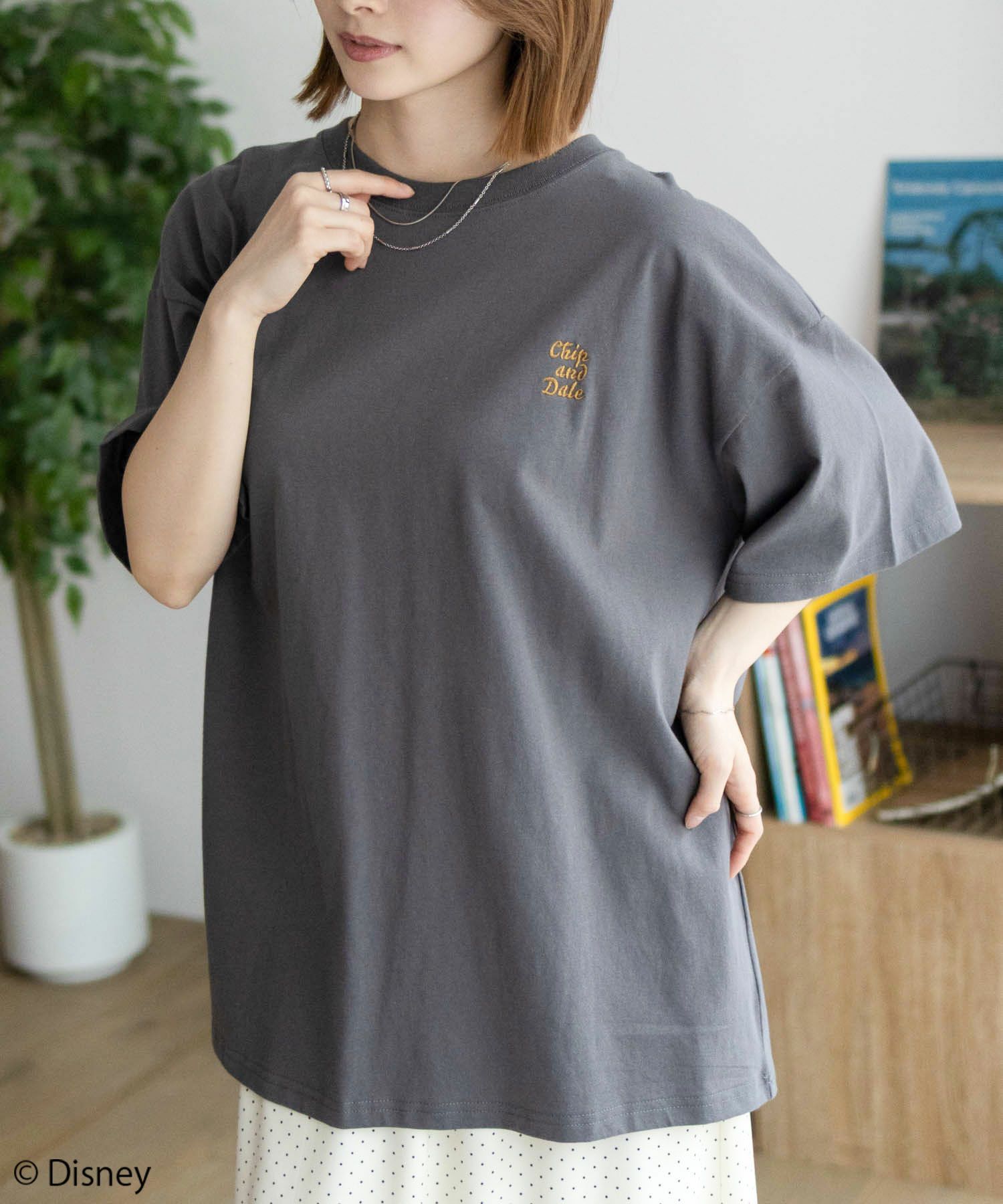 Disney ミッキーマウス チップ＆デール / サガラ刺繍Tシャツ レディース ネコポス 対応商品