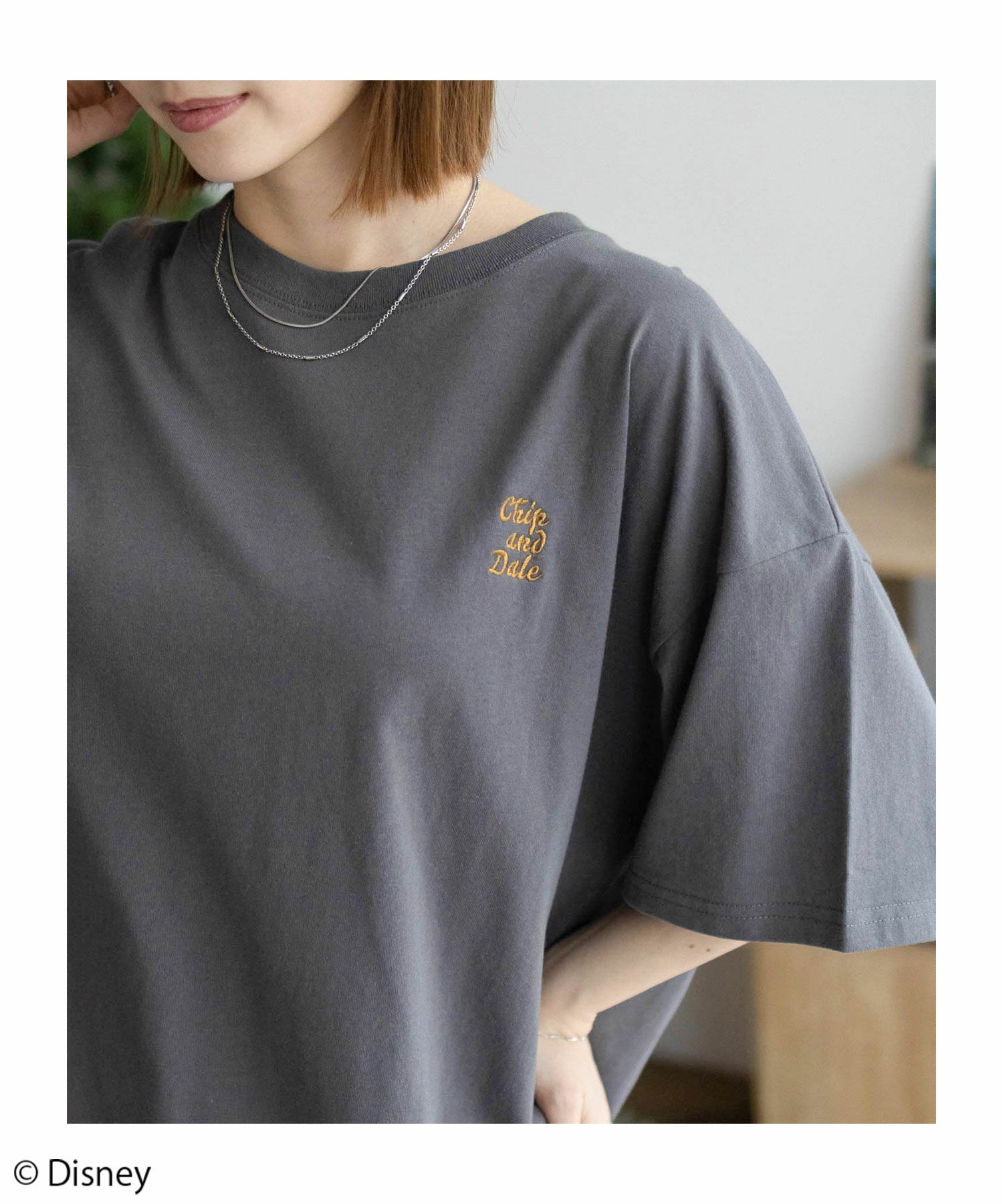 Disney ミッキーマウス チップ＆デール / サガラ刺繍Tシャツ レディース ネコポス 対応商品