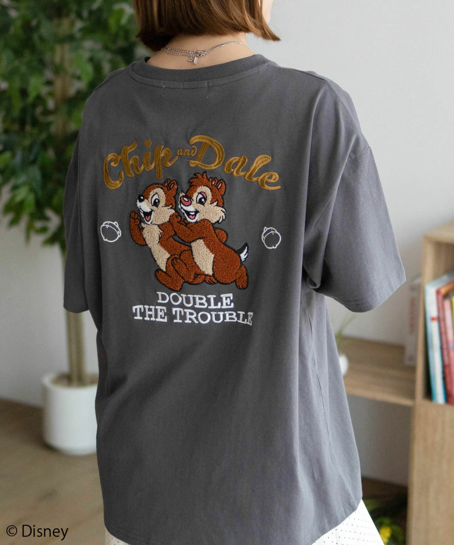Disney ミッキーマウス チップ＆デール / サガラ刺繍Tシャツ レディース ネコポス 対応商品