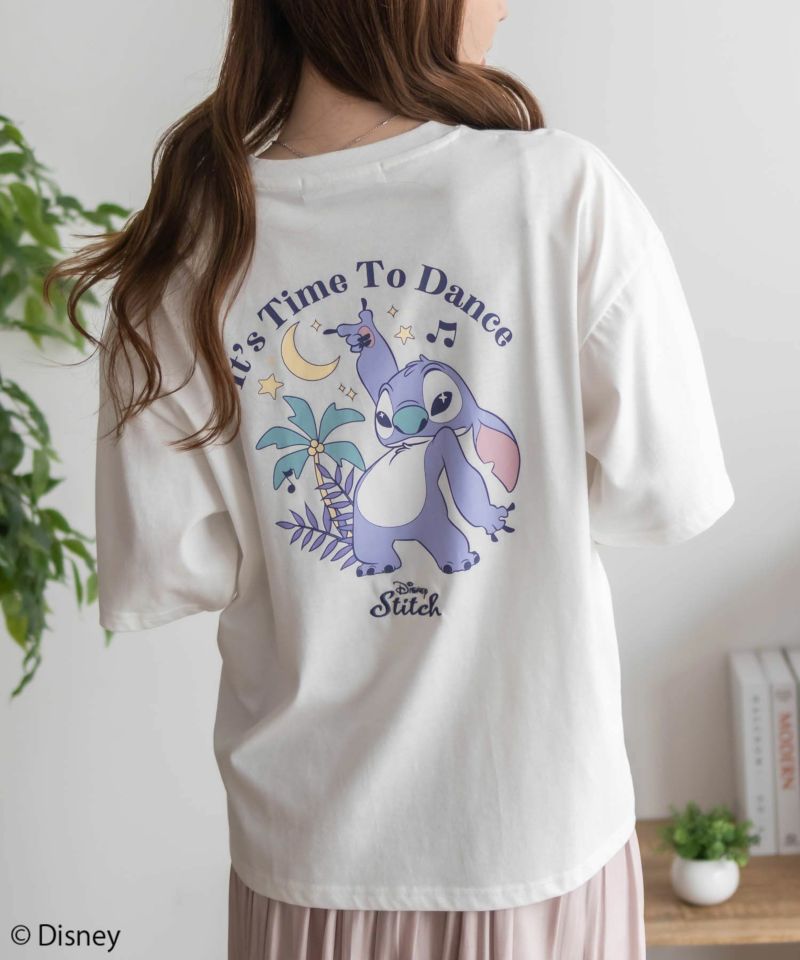 Disney スティッチ / プリント刺繍Tシャツ レディース