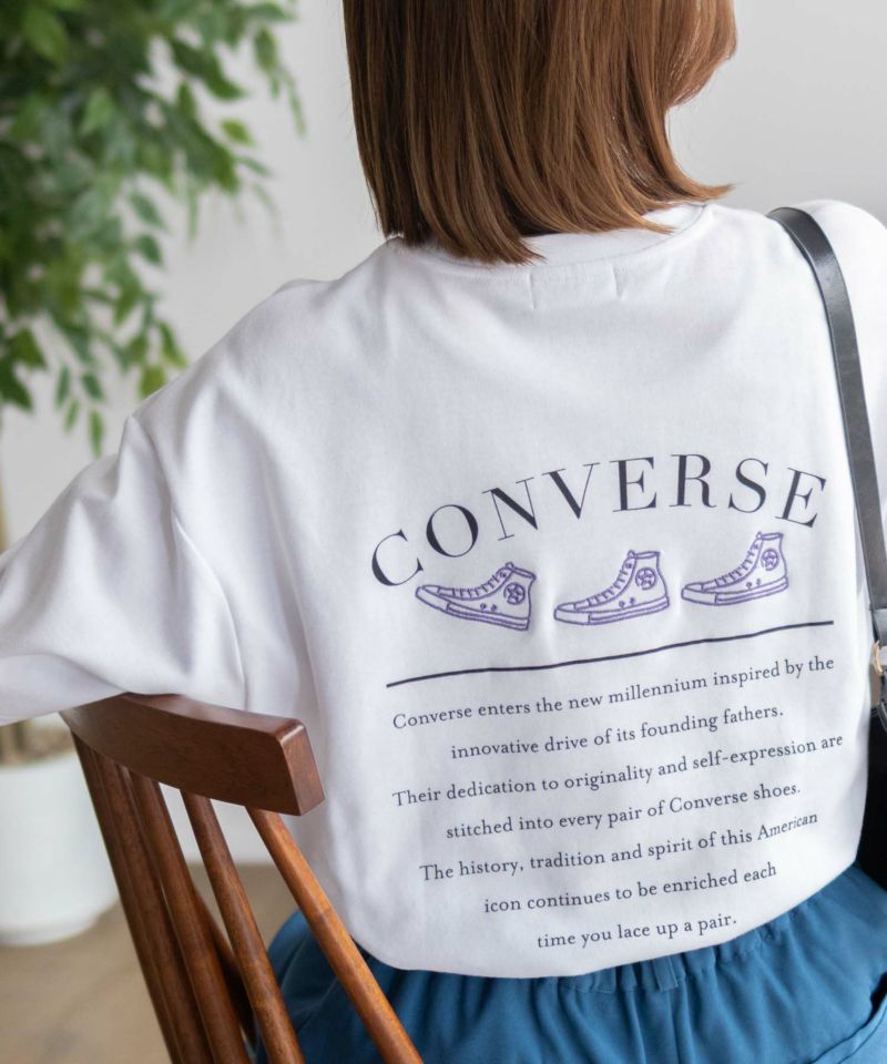 CONVERSE  ポンチ素材 裾ラウンドTシャツ レディース ネコポス 対応商品商品画像-2