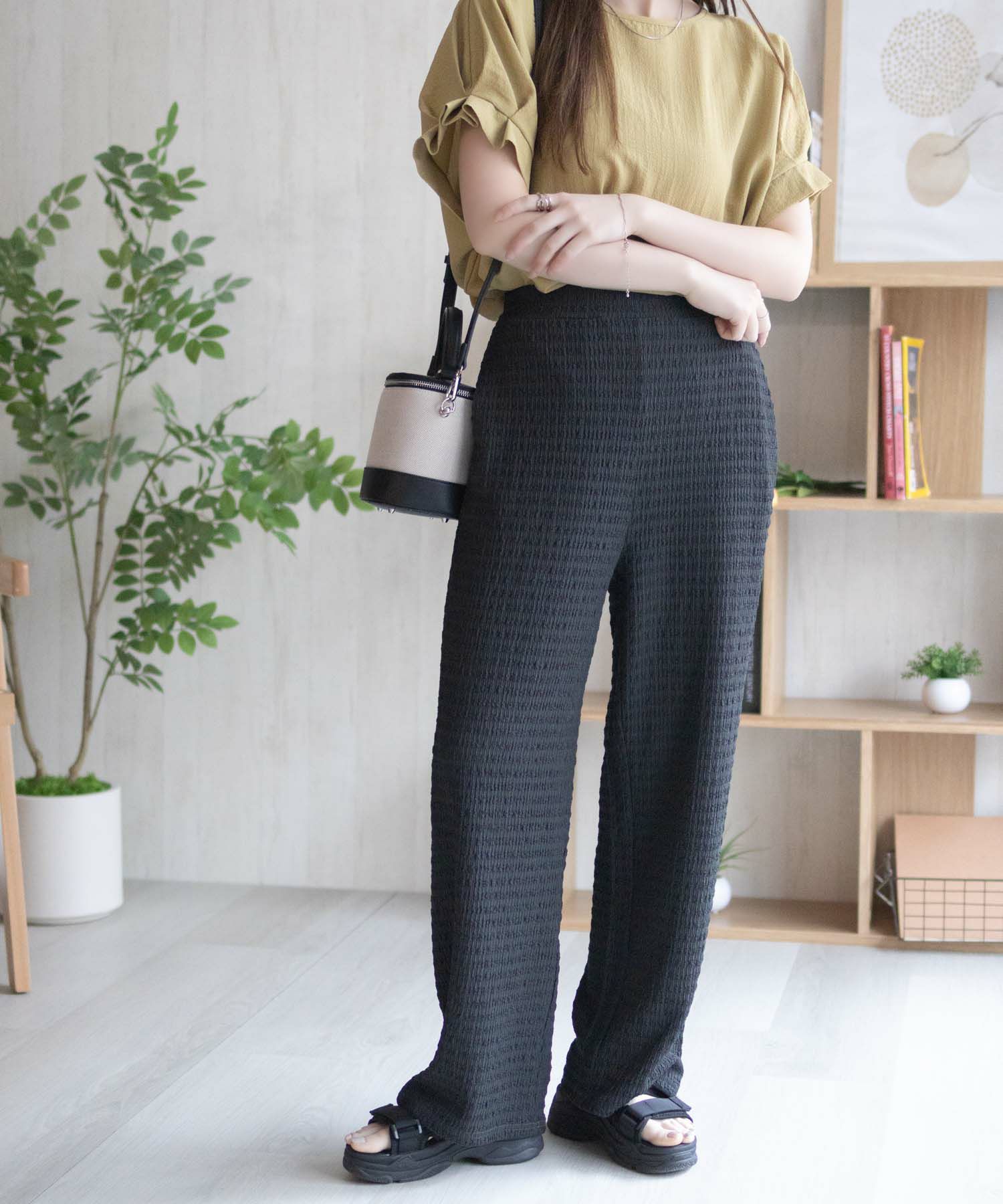 nAvy ふくれワイドパンツ レディース