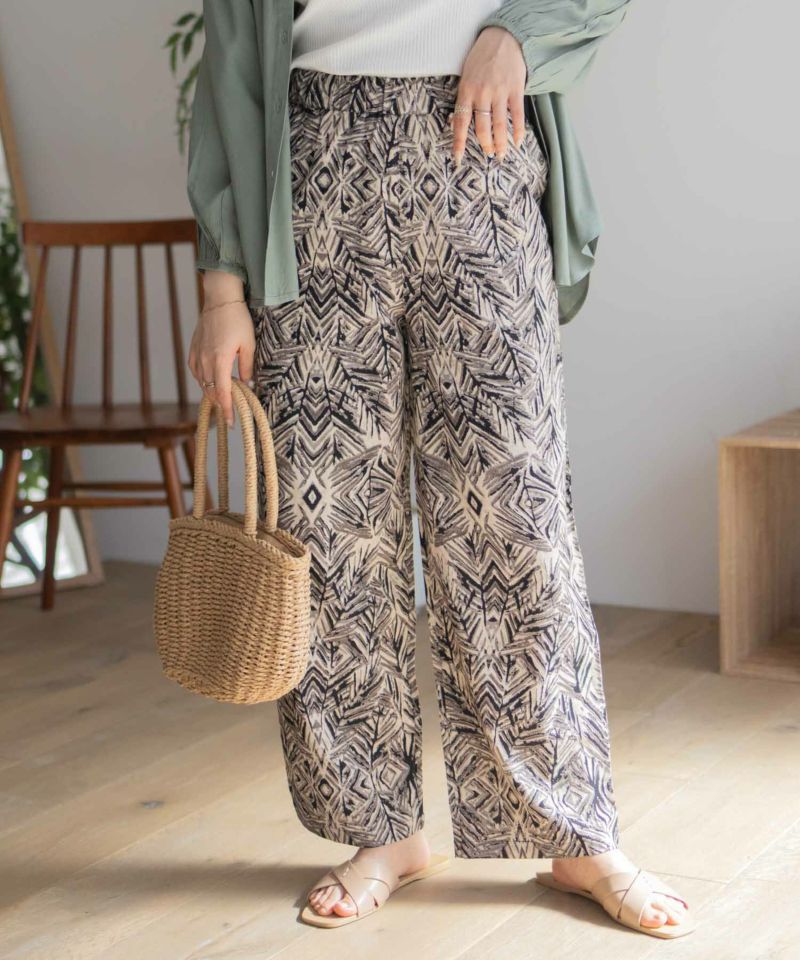 Howdy Marie  インドファブリック 綿麻ワイドパンツ レディース商品画像-1