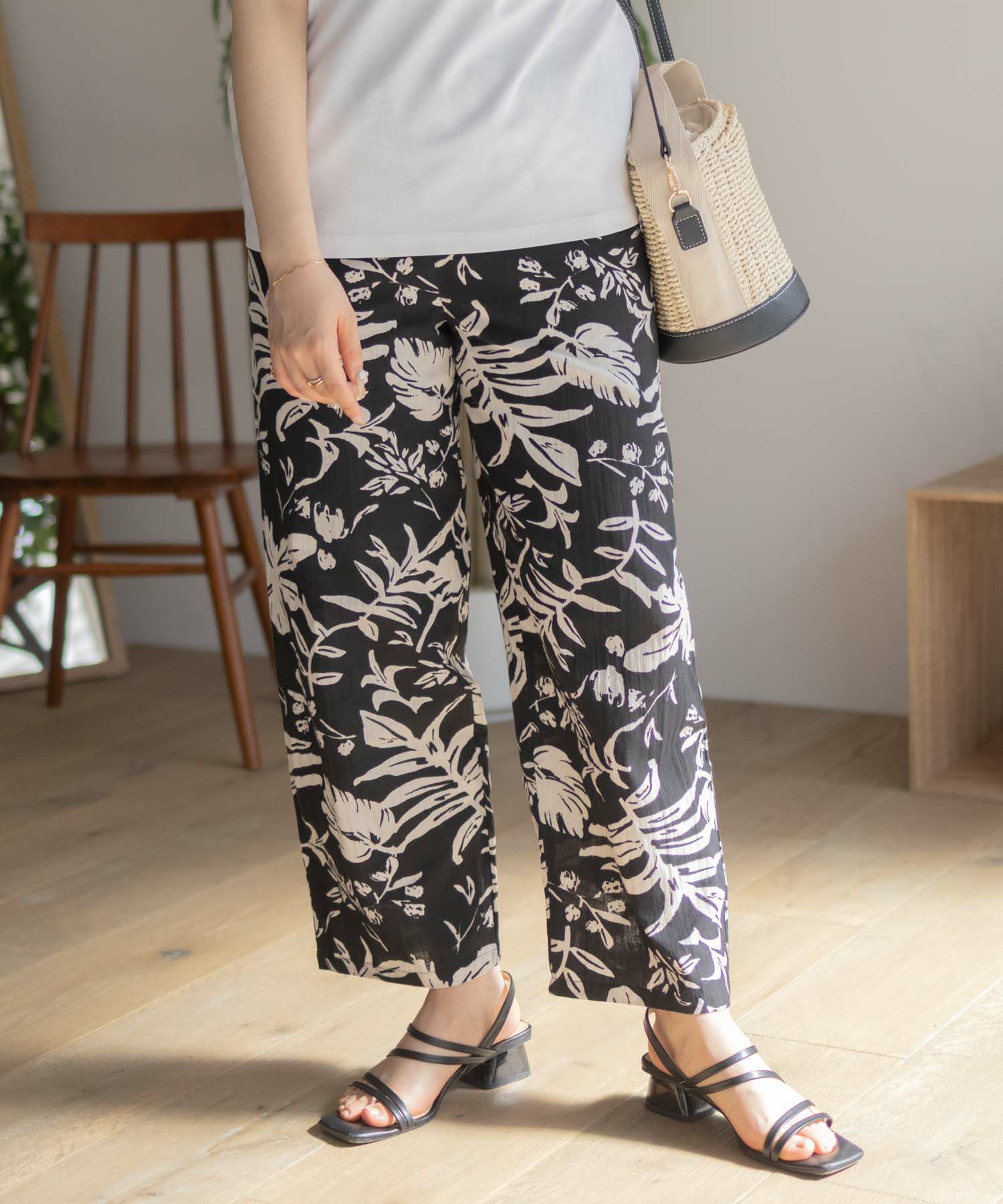 Howdy Marie インドファブリック 綿麻ワイドパンツ レディース