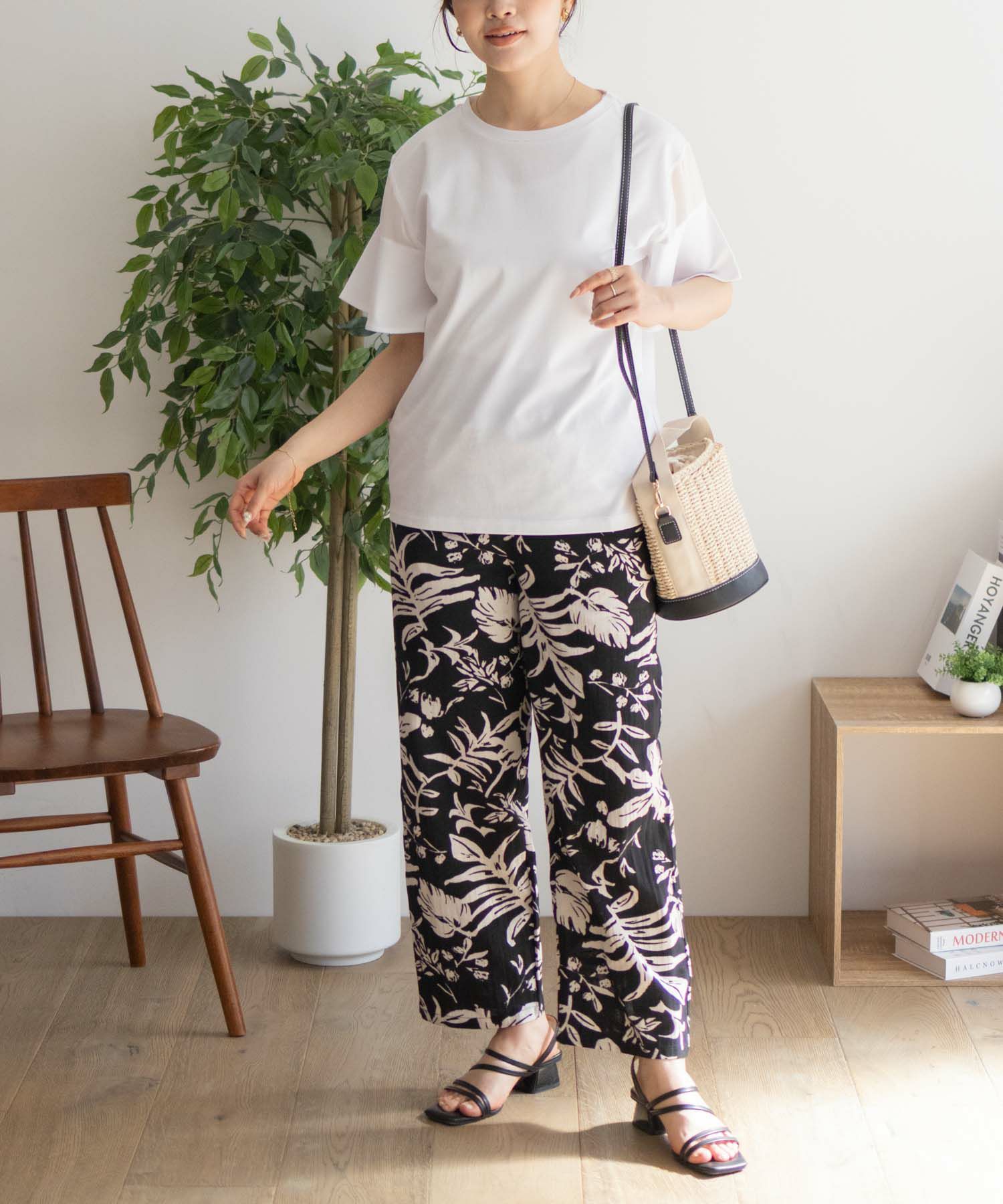 Howdy Marie インドファブリック 綿麻ワイドパンツ レディース