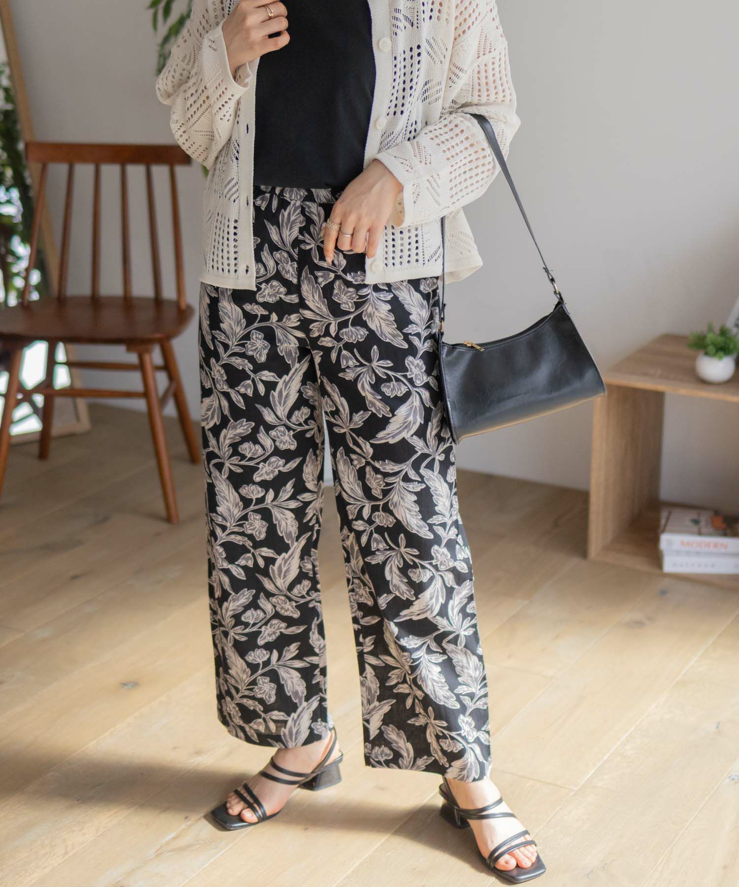 Howdy Marie インドファブリック 綿麻ワイドパンツ レディース