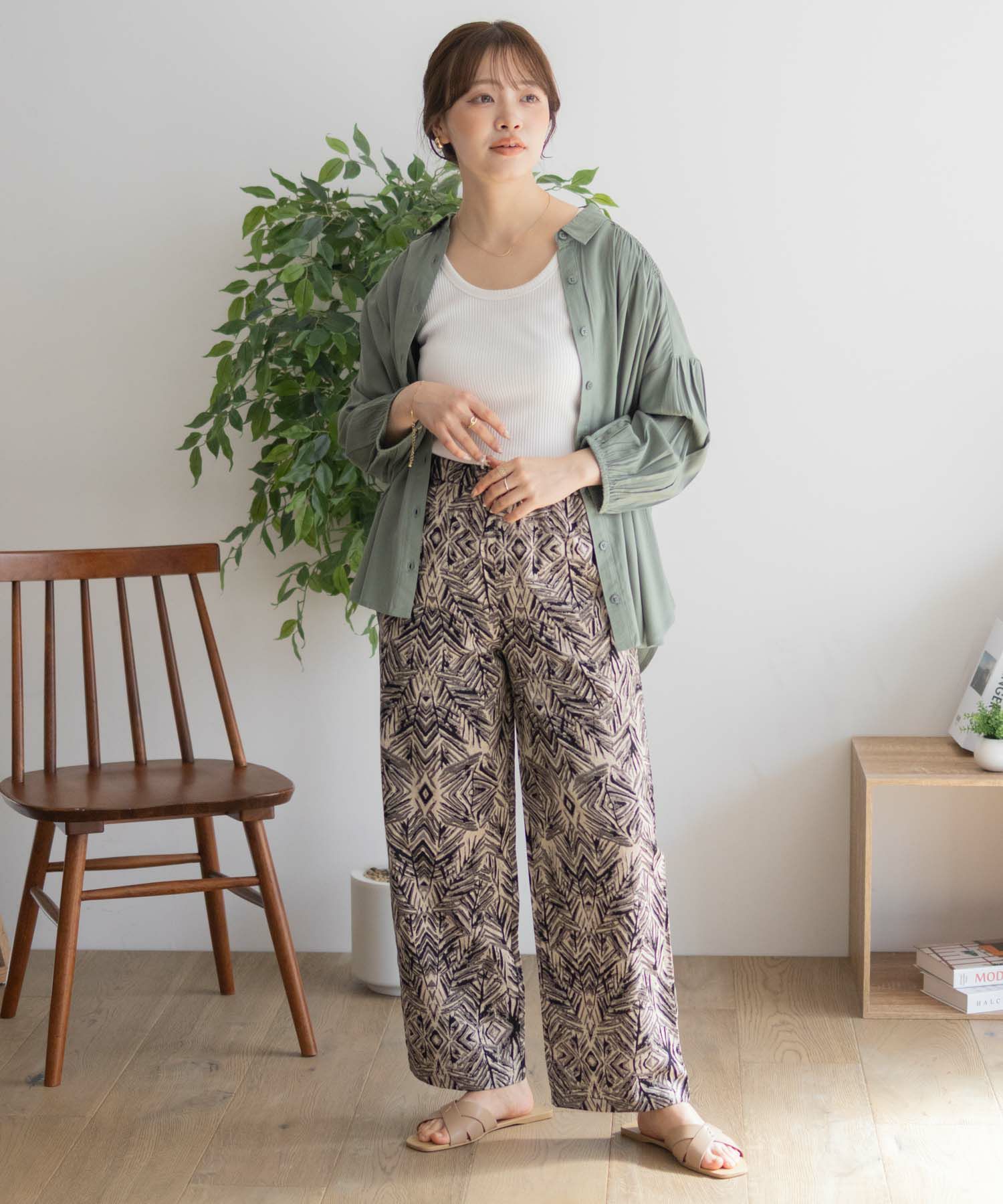 Howdy Marie  インドファブリック 綿麻ワイドパンツ レディース商品画像-36