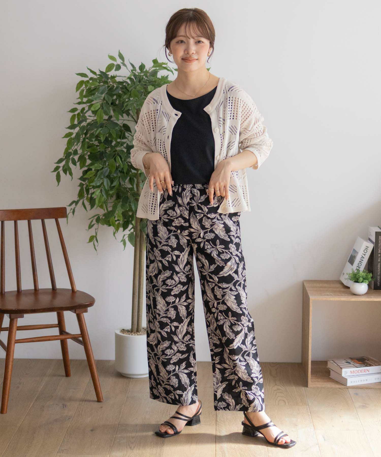 Howdy Marie インドファブリック 綿麻ワイドパンツ レディース