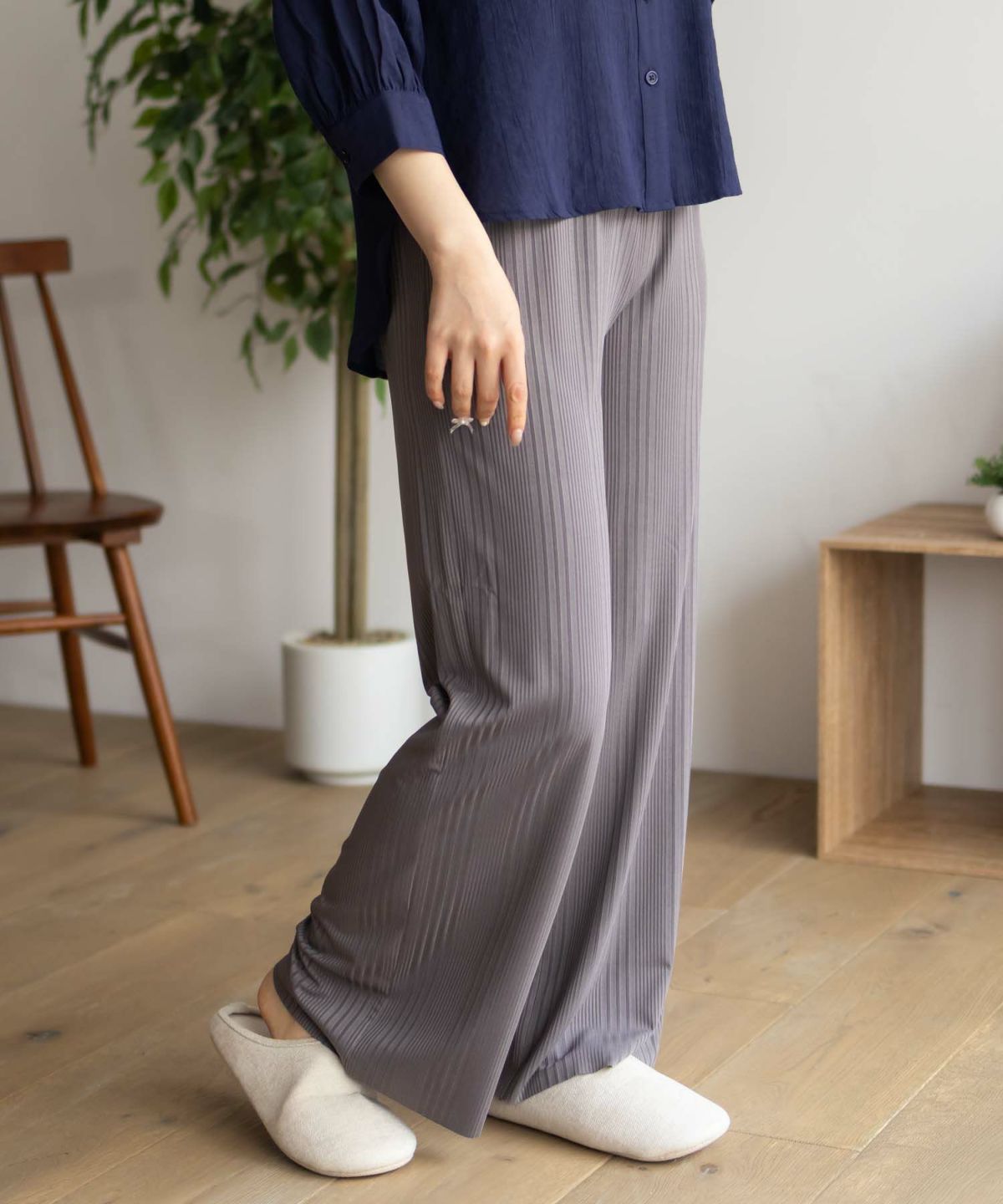 NAVY ハピ楽 セルフカットランダムテレコパンツ レディース