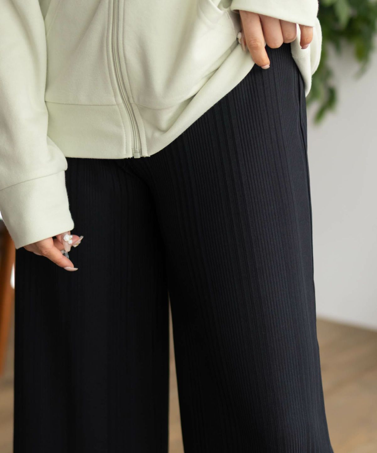 NAVY ハピ楽 セルフカットランダムテレコパンツ レディース