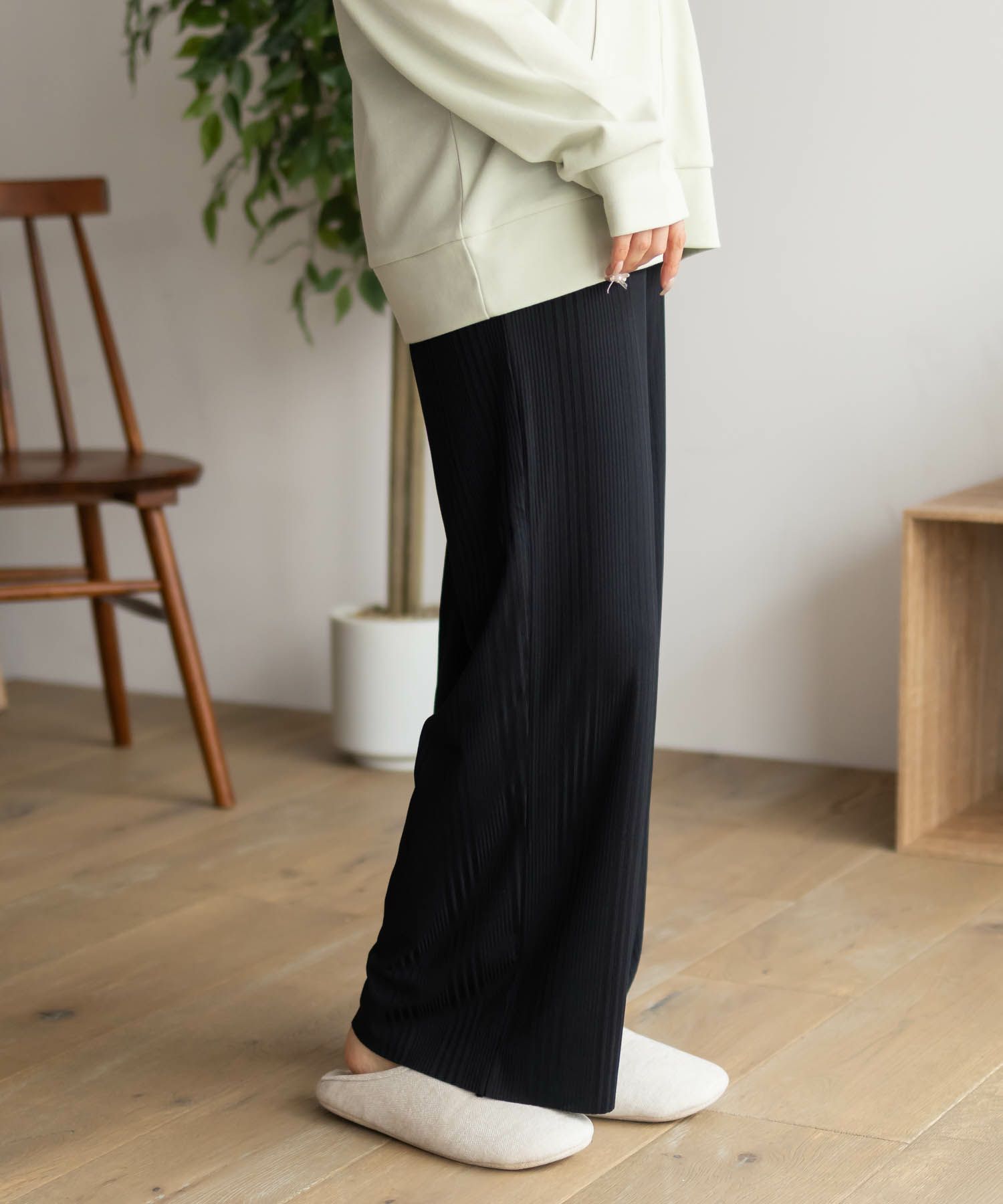 NAVY ハピ楽 セルフカットランダムテレコパンツ レディース