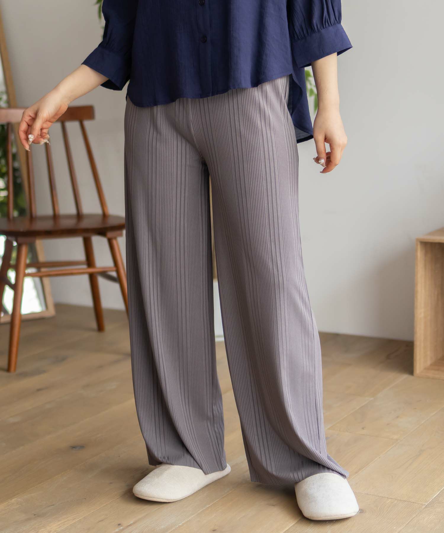 NAVY ハピ楽 セルフカットランダムテレコパンツ レディース