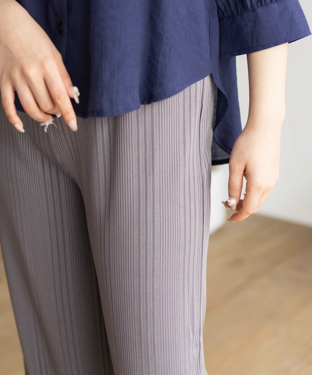 NAVY ハピ楽 セルフカットランダムテレコパンツ レディース