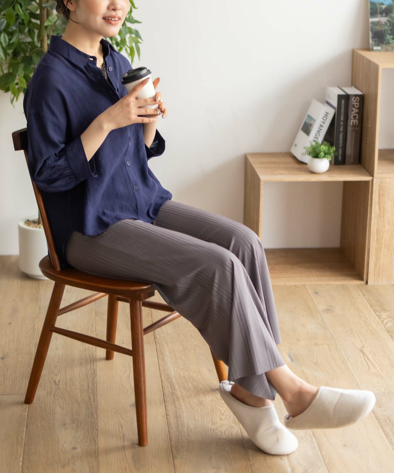 NAVY  ハピ楽 セルフカットランダムテレコパンツ レディース商品サムネイル-12