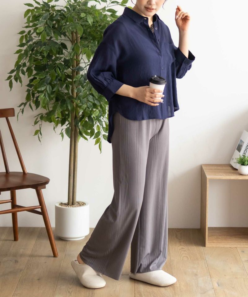 NAVY  ハピ楽 セルフカットランダムテレコパンツ レディース商品画像-14