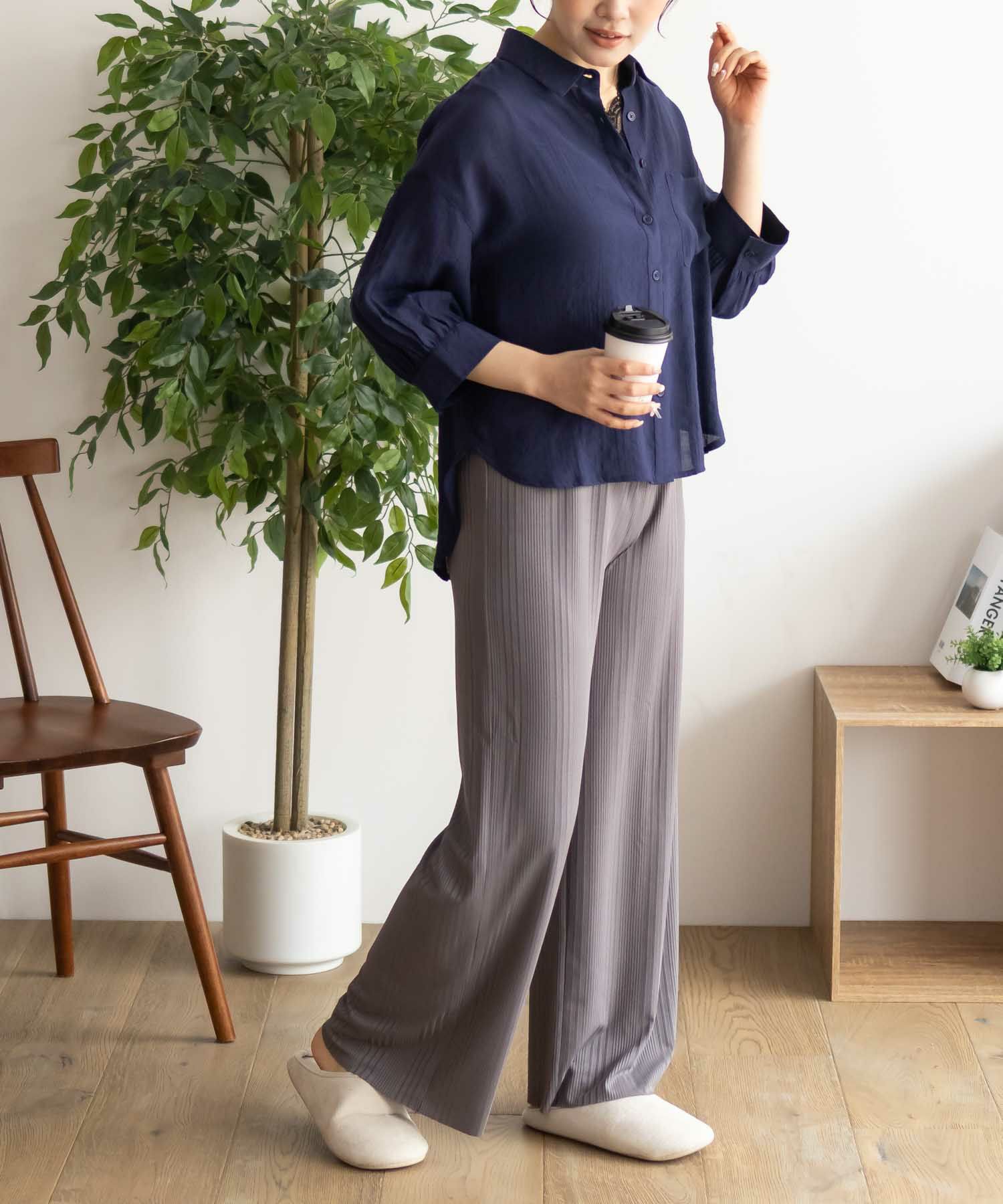 NAVY ハピ楽 セルフカットランダムテレコパンツ レディース