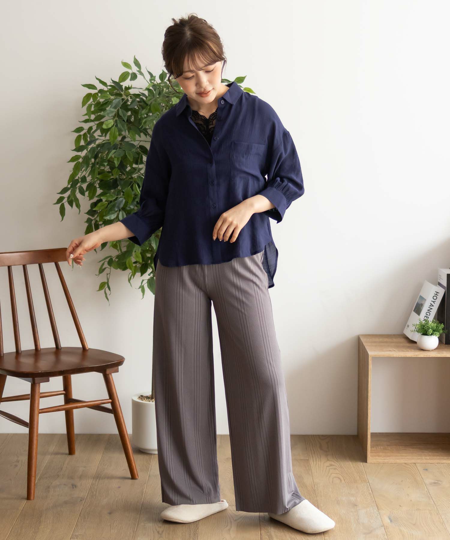 NAVY  ハピ楽 セルフカットランダムテレコパンツ レディース商品サムネイル-26