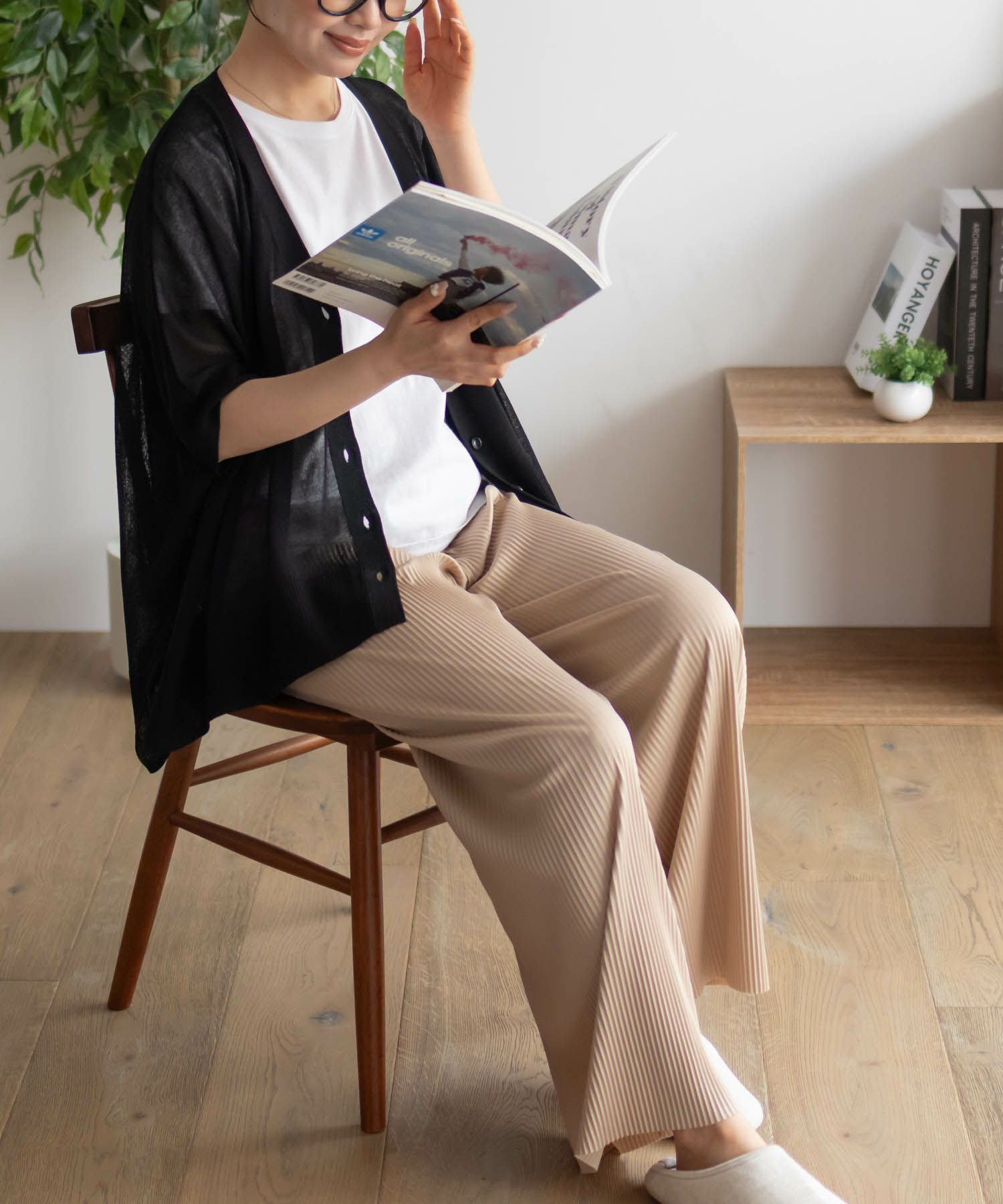 NAVY ハピ楽 セルフカットプリーツパンツ レディース商品画像-6