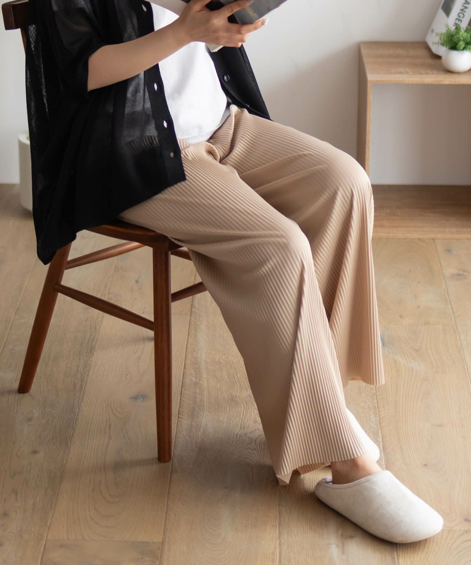 NAVY  ハピ楽 セルフカットプリーツパンツ レディース商品画像-7