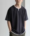 NAVY SARARI  接触冷感 キーネックフェイクレイヤードTシャツ メンズ メール便 対応商品商品サムネイル-2