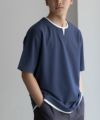 NAVY SARARI  接触冷感 キーネックフェイクレイヤードTシャツ メンズ メール便 対応商品商品サムネイル-3