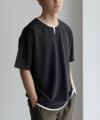NAVY SARARI  接触冷感 キーネックフェイクレイヤードTシャツ メンズ メール便 対応商品商品サムネイル-12