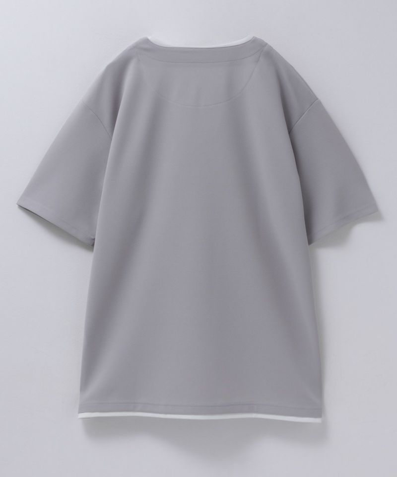 NAVY SARARI  接触冷感 キーネックフェイクレイヤードTシャツ メンズ メール便 対応商品商品画像-24