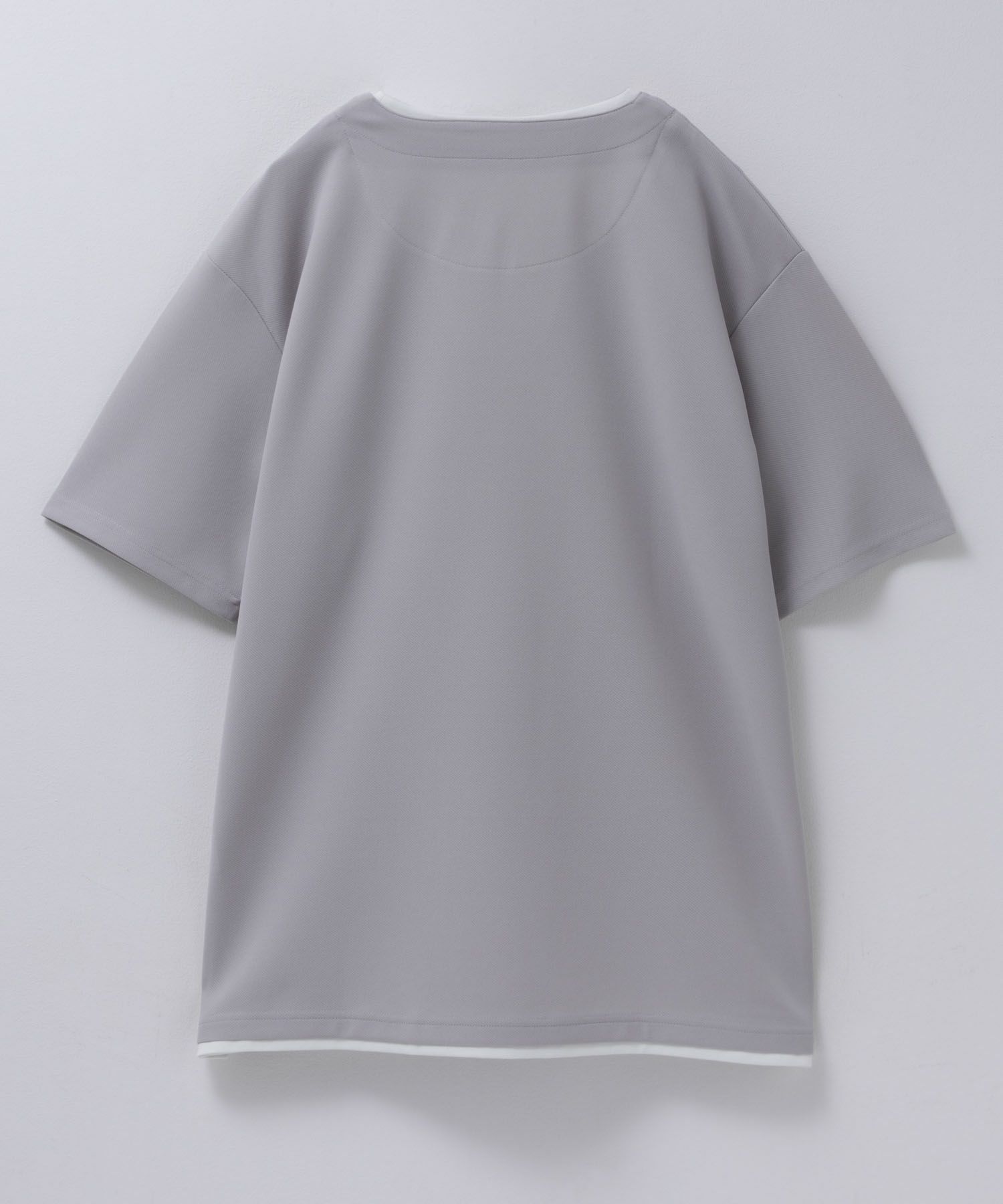 NAVY SARARI 接触冷感 キーネックフェイクレイヤードTシャツ メンズ ネコポス 対応商品
