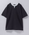 NAVY SARARI  接触冷感 キーネックフェイクレイヤードTシャツ メンズ メール便 対応商品商品サムネイル-25
