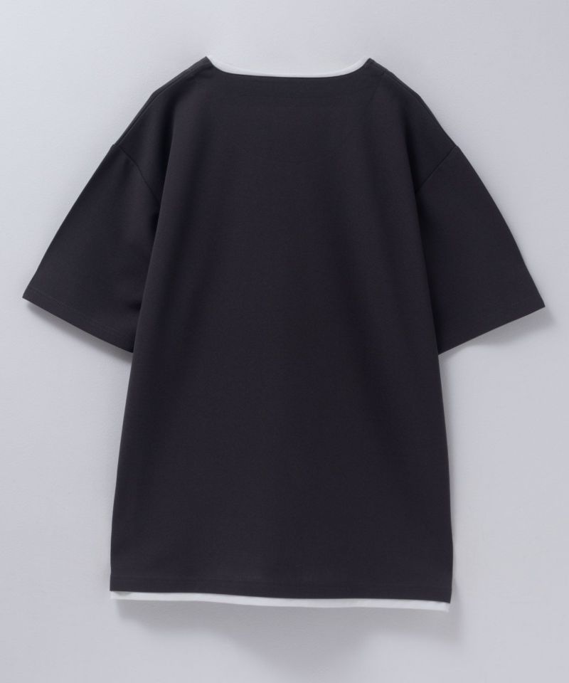 NAVY SARARI  接触冷感 キーネックフェイクレイヤードTシャツ メンズ メール便 対応商品商品画像-26