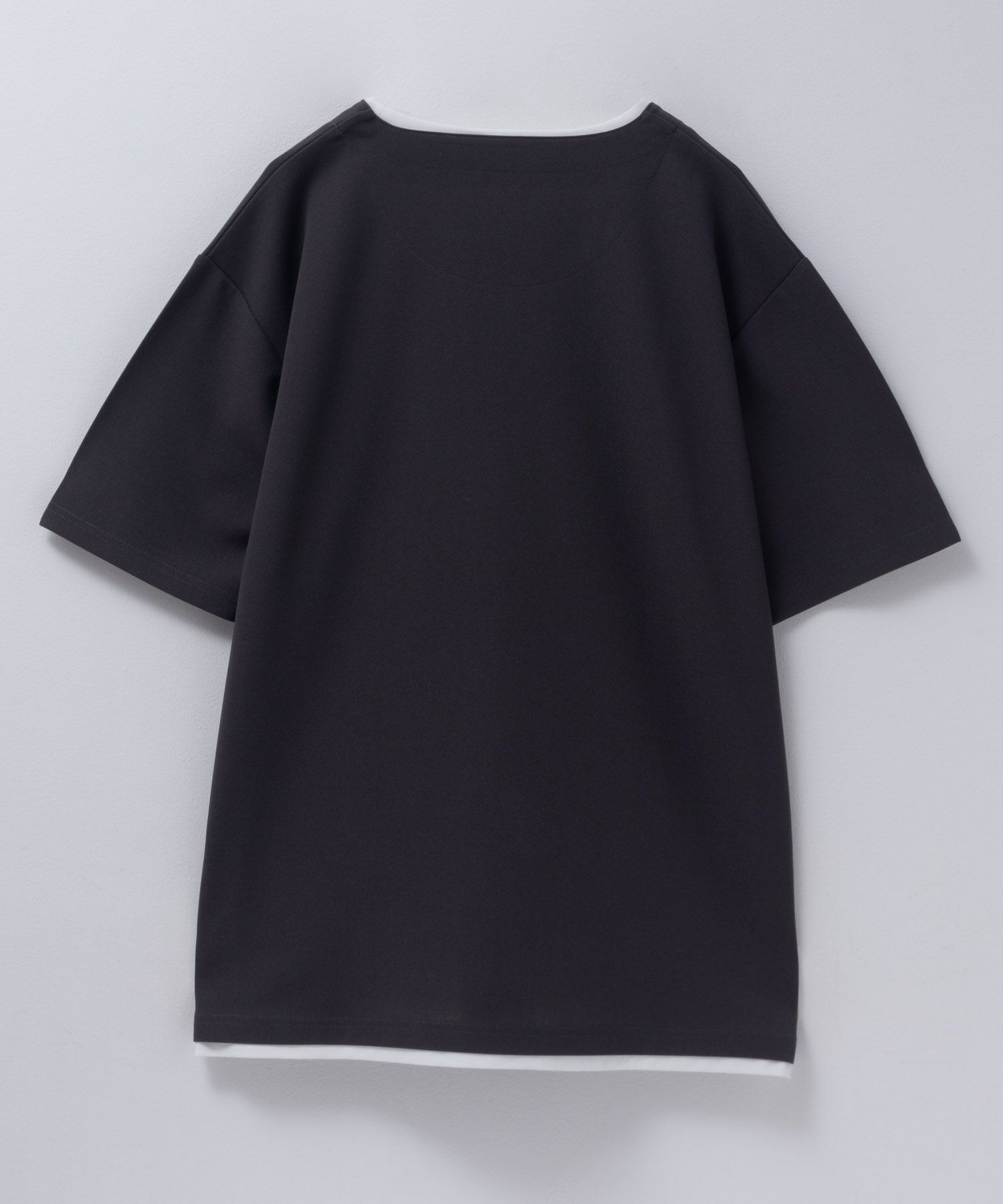NAVY SARARI 接触冷感 キーネックフェイクレイヤードTシャツ メンズ ネコポス 対応商品