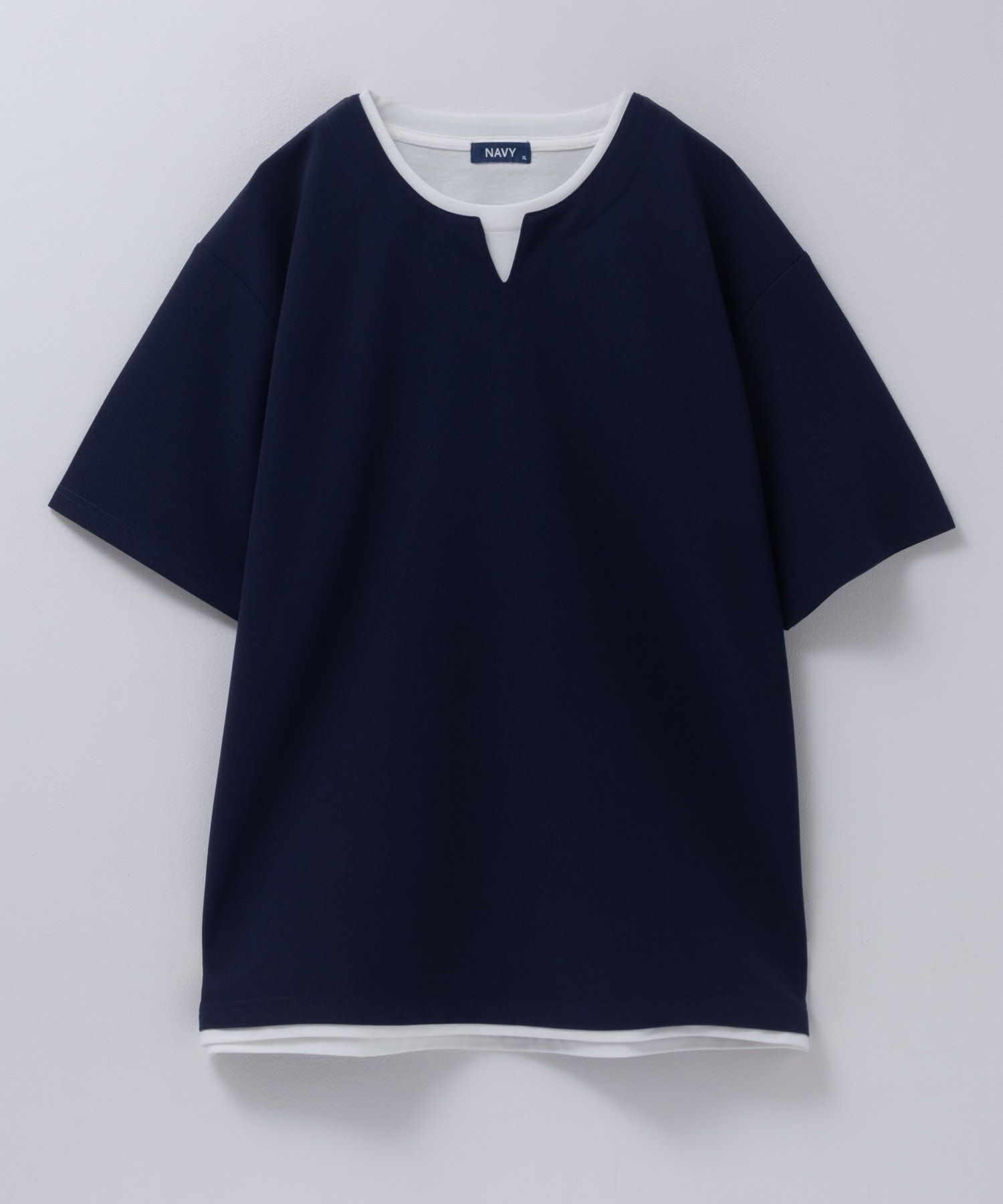 NAVY SARARI  接触冷感 キーネックフェイクレイヤードTシャツ メンズ メール便 対応商品商品サムネイル-29