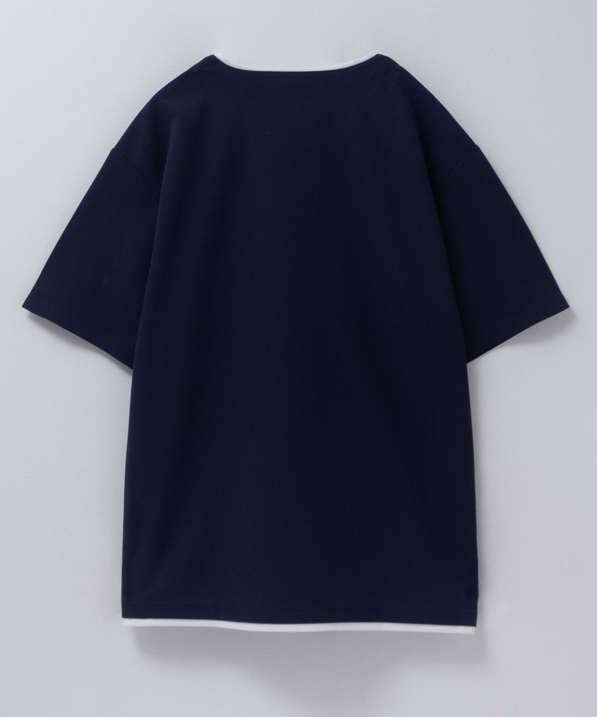 NAVY SARARI 接触冷感 キーネックフェイクレイヤードTシャツ メンズ ネコポス 対応商品