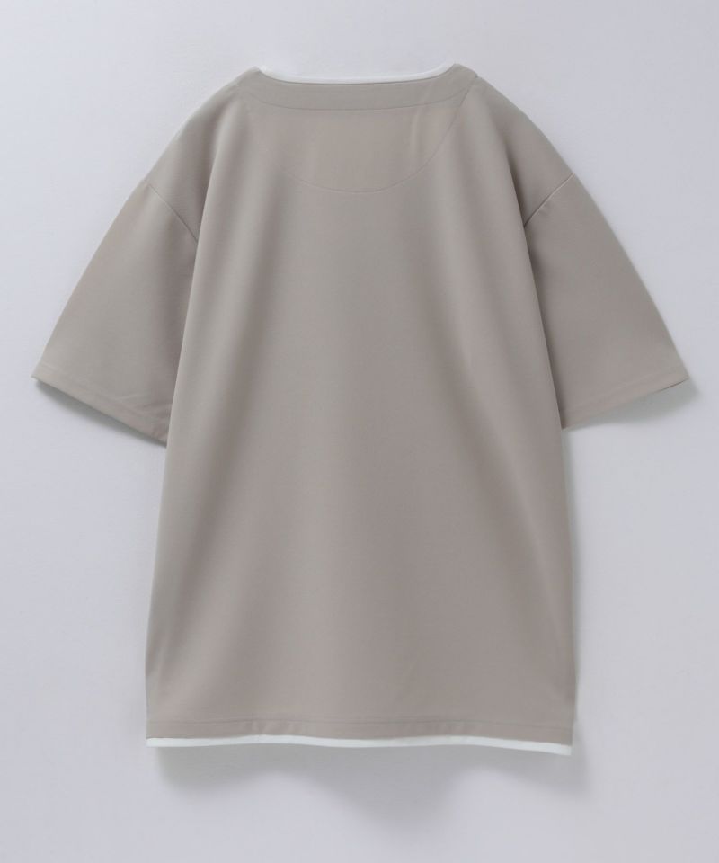 NAVY SARARI  接触冷感 キーネックフェイクレイヤードTシャツ メンズ メール便 対応商品商品画像-32