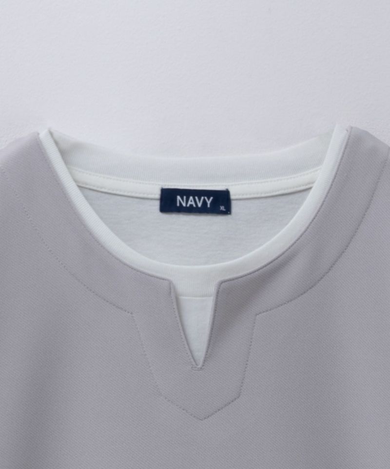 NAVY SARARI 接触冷感 キーネックフェイクレイヤードTシャツ メンズ メール便 対応商品商品画像-34