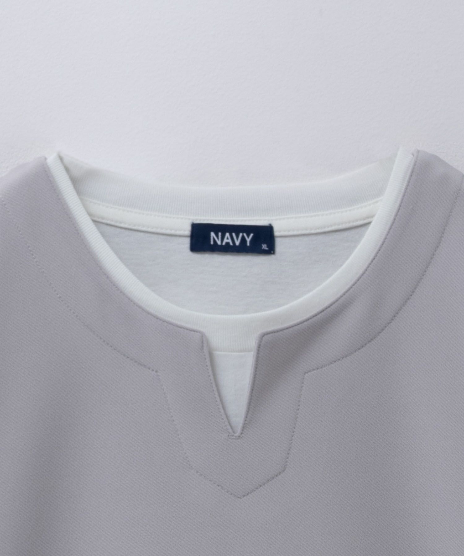 NAVY SARARI  接触冷感 キーネックフェイクレイヤードTシャツ メンズ メール便 対応商品商品画像-34