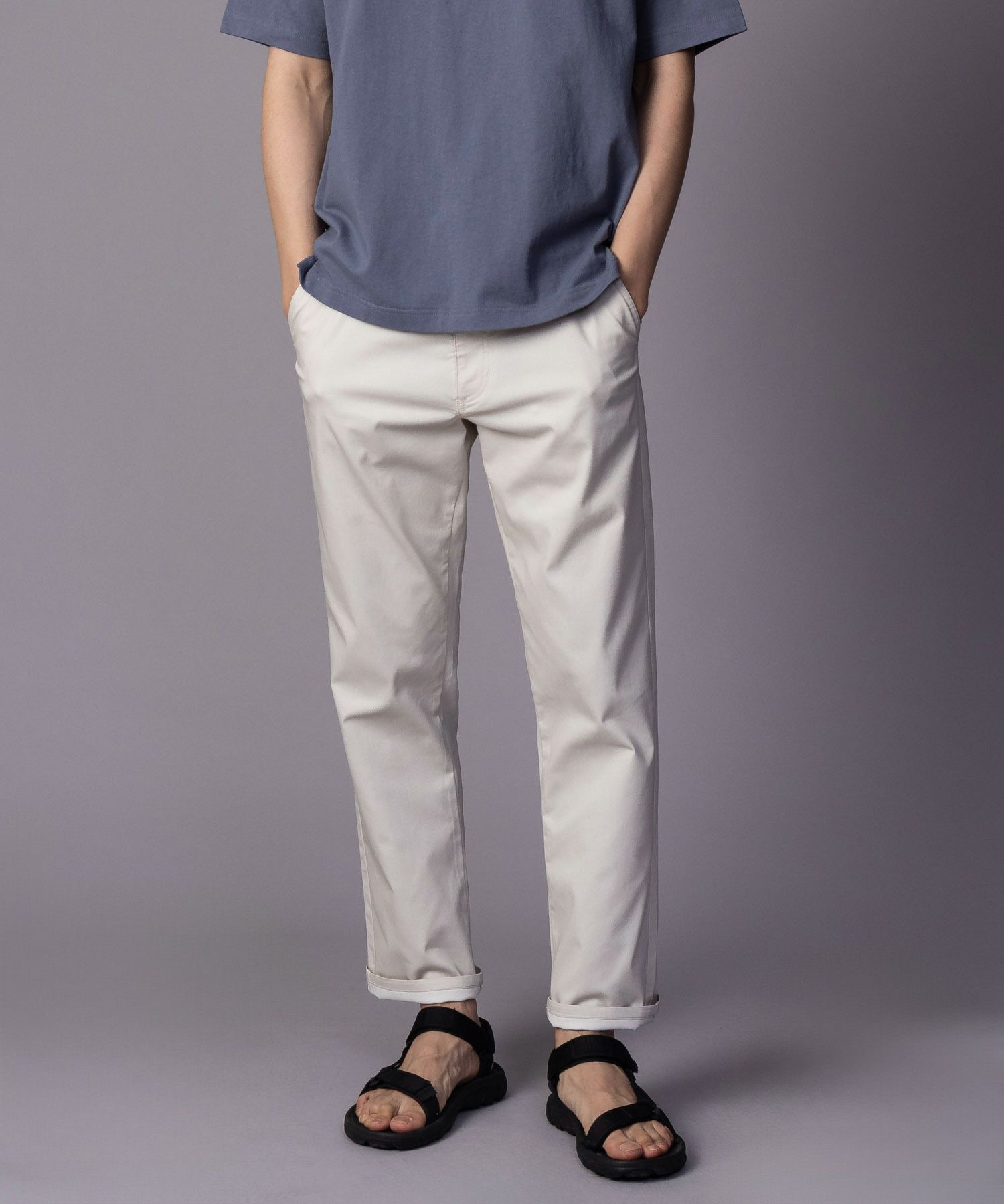 NAVY SARARI 裏メッシュドビーストレートパンツ メンズ商品サムネイル-2