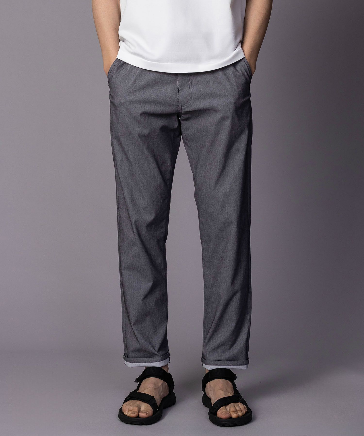 NAVY SARARI 裏メッシュドビーストレートパンツ メンズ商品画像-3