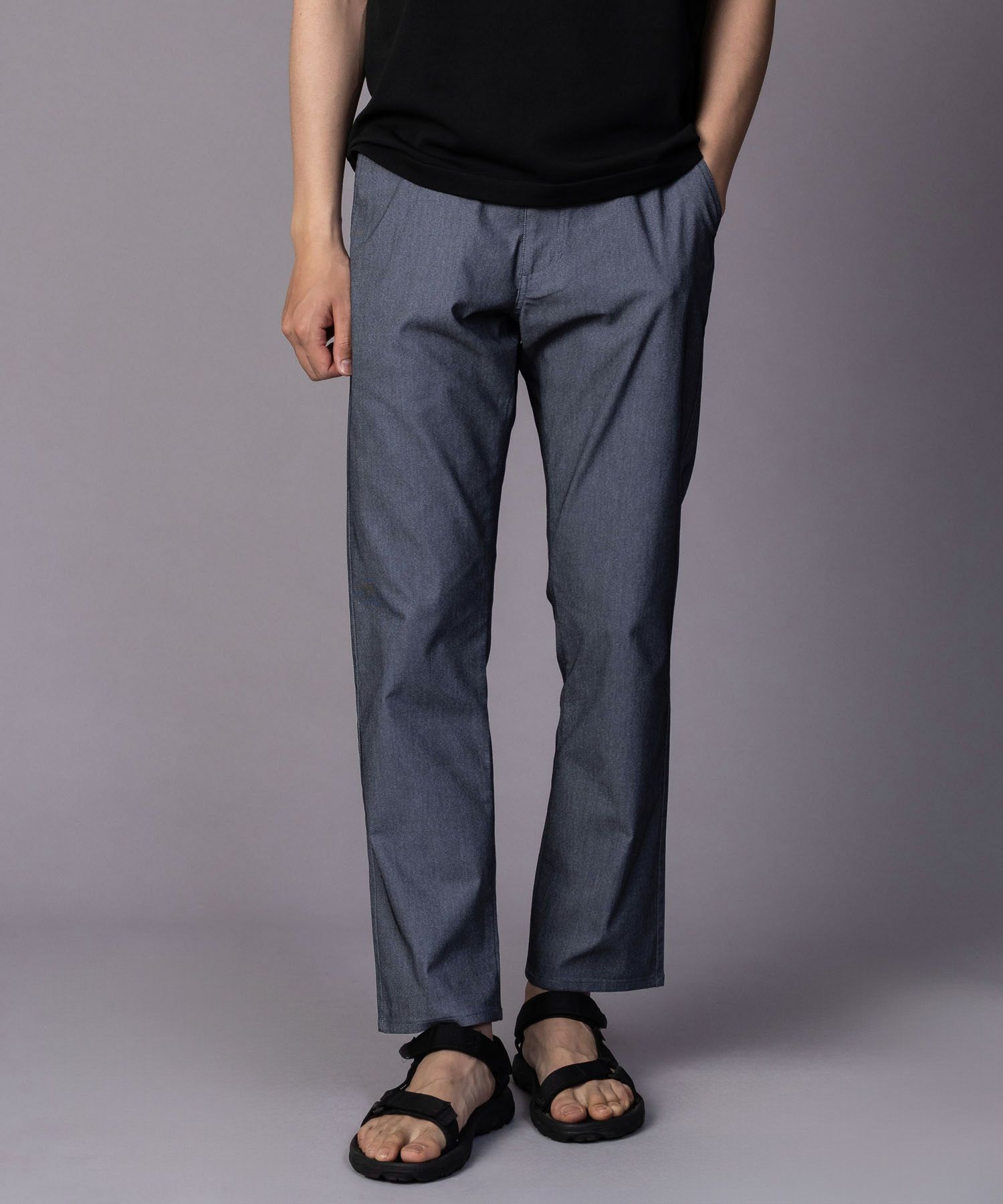 NAVY SARARI 裏メッシュドビーストレートパンツ メンズ商品サムネイル-4