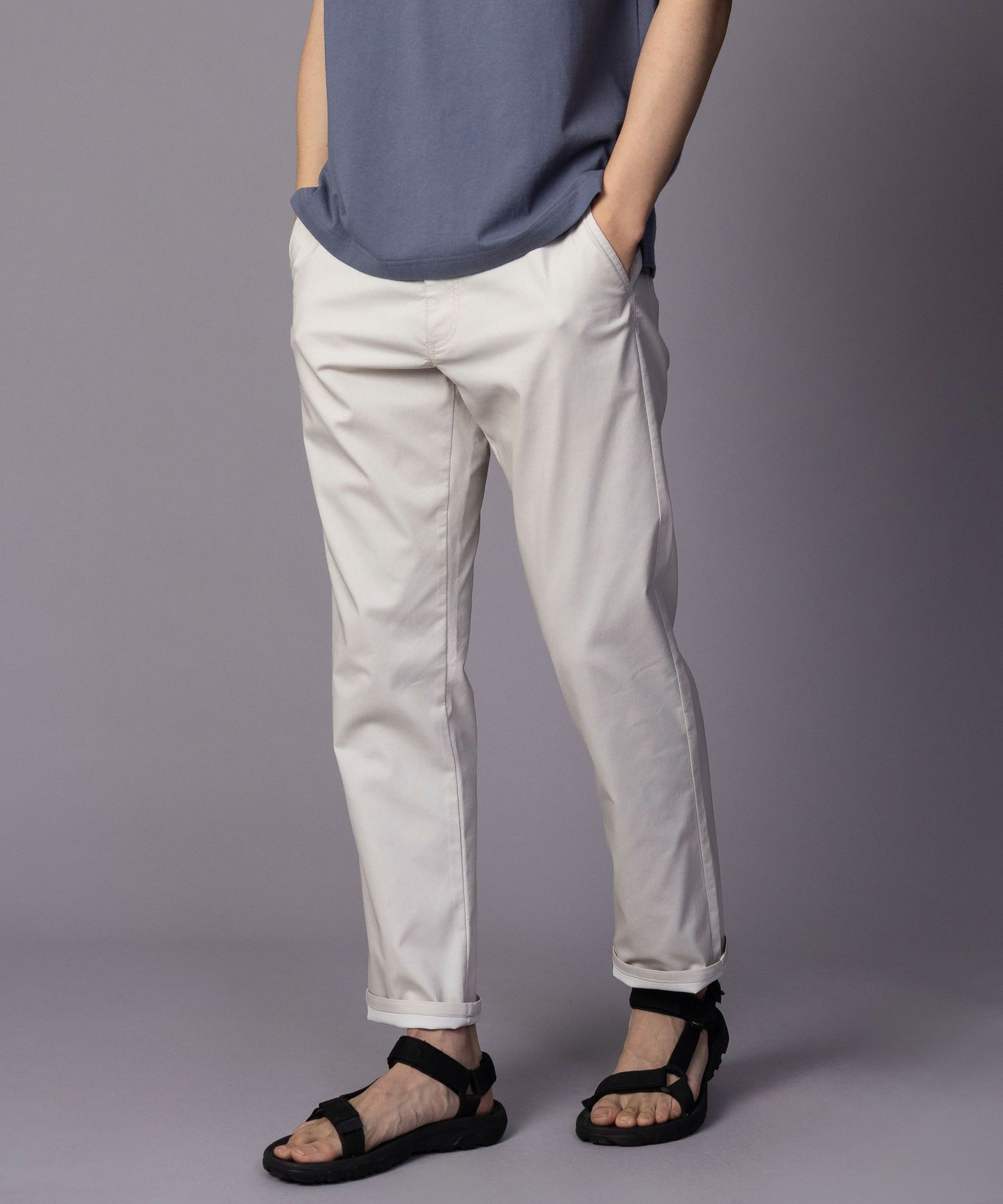 NAVY SARARI 裏メッシュドビーストレートパンツ メンズ商品画像-11