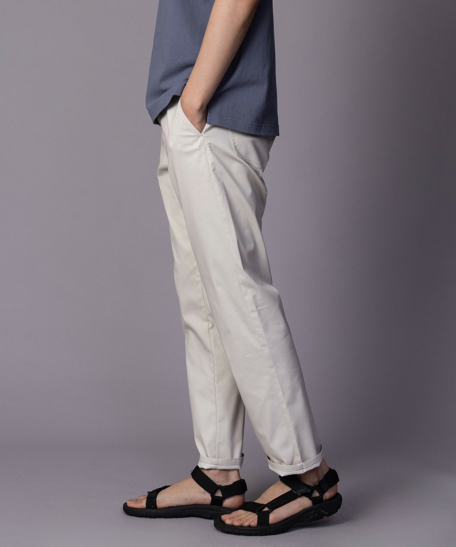 NAVY SARARI 裏メッシュドビーストレートパンツ メンズ商品画像-12