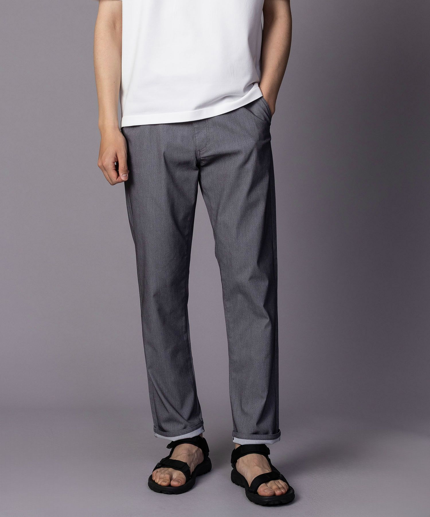 NAVY SARARI 裏メッシュドビーストレートパンツ メンズ商品画像-13