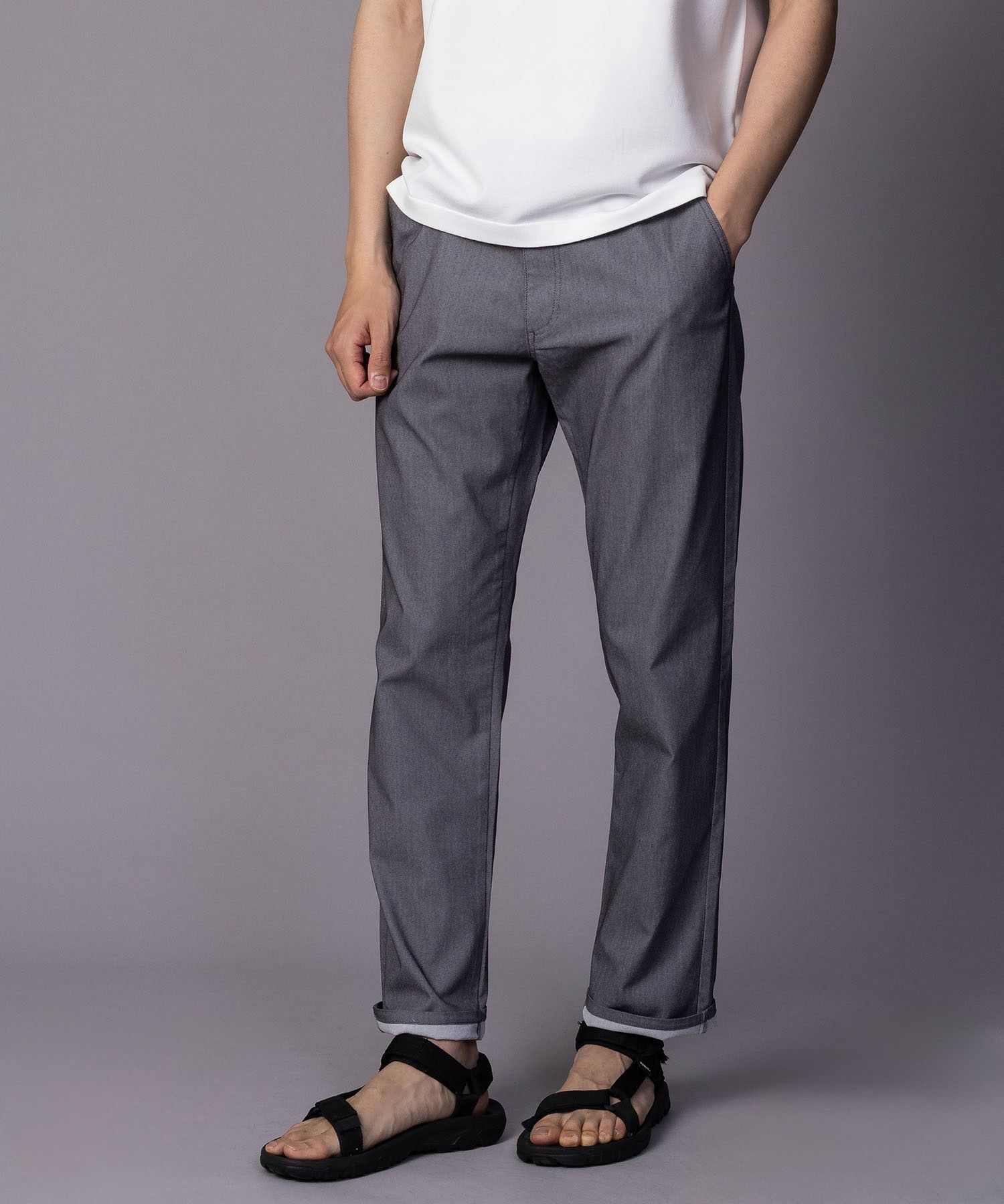 NAVY SARARI 裏メッシュドビーストレートパンツ メンズ