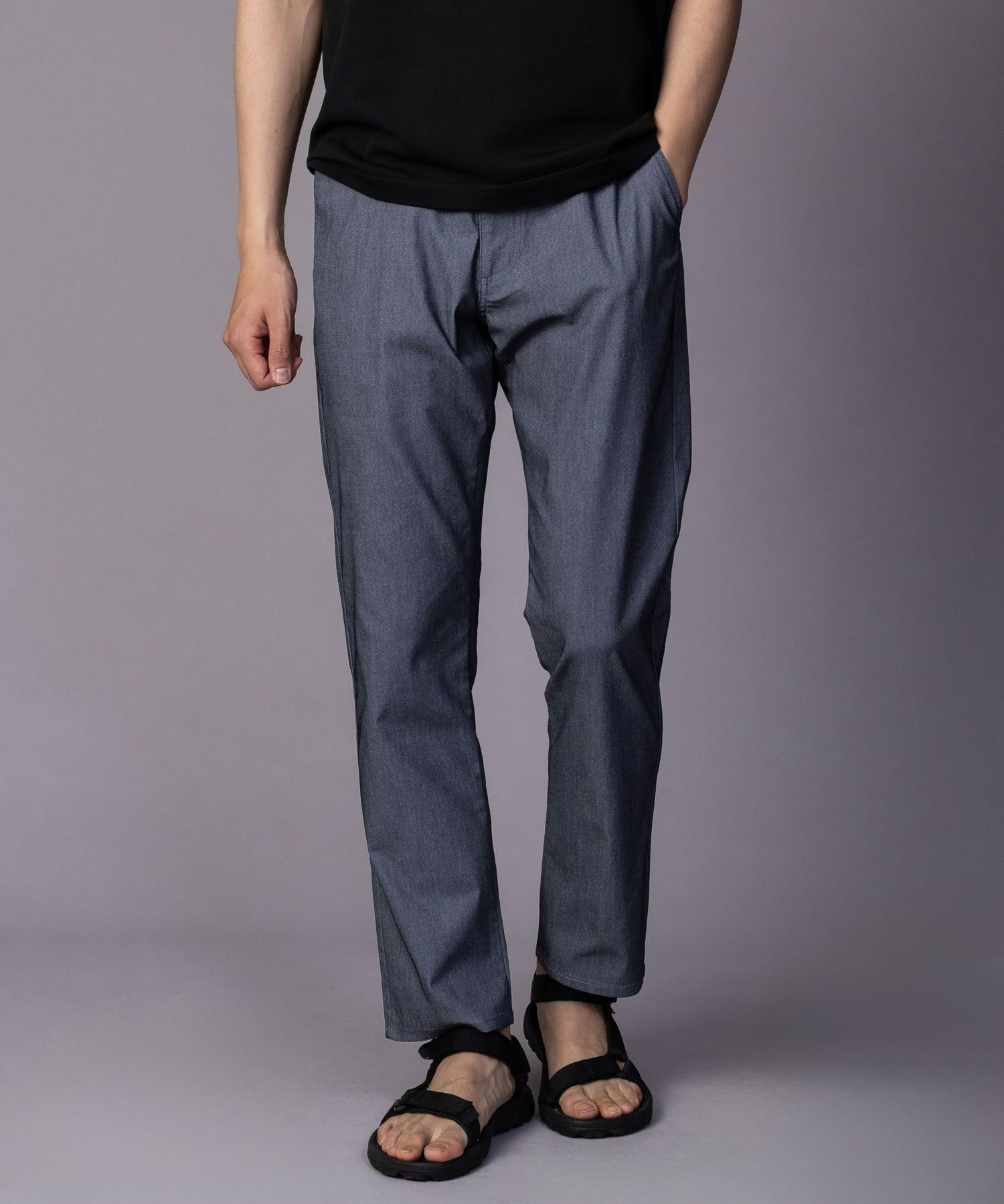 NAVY SARARI 裏メッシュドビーストレートパンツ メンズ